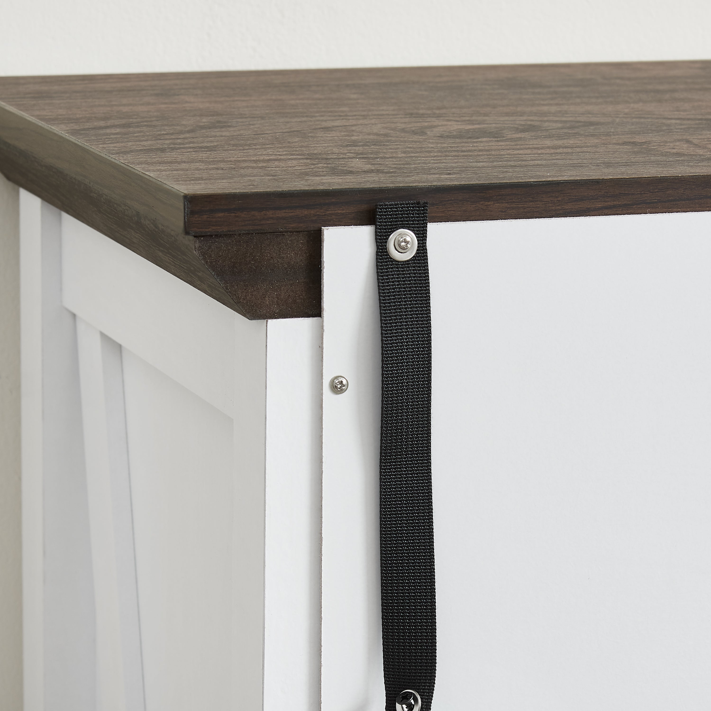 Smooth metal slide rail drawer open on farmhouse dresser