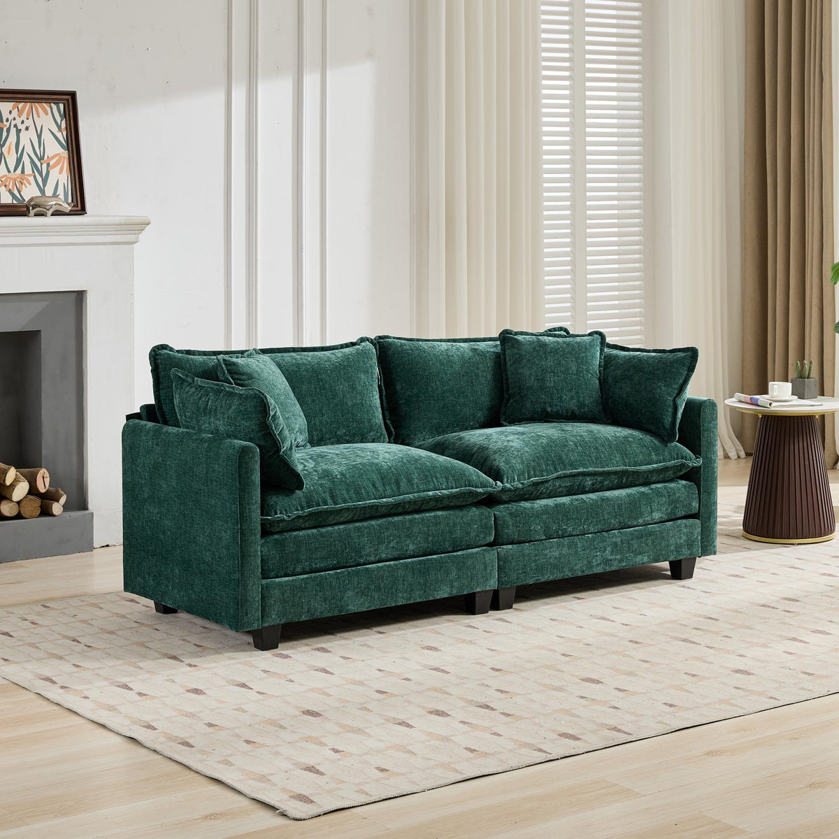 Cloud Sofa LoveSeat (Ottoman is not included), Modern Sectional Couch, for Living Room Bedroom and Apartment, Comfy Double Layer Upholstered Seat Cushion, Breathable Chenille Fabric, Blue.SW5012BL