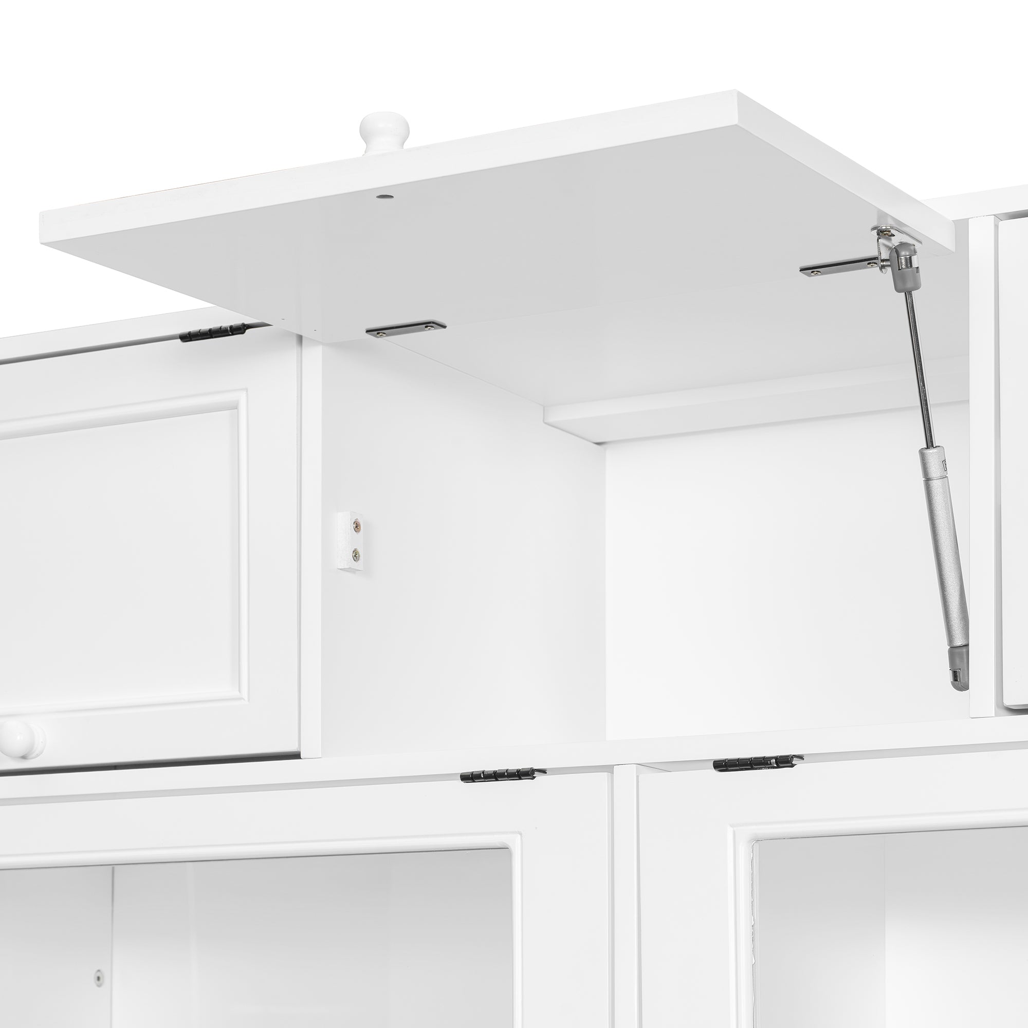 White wall bed storage unit front angle