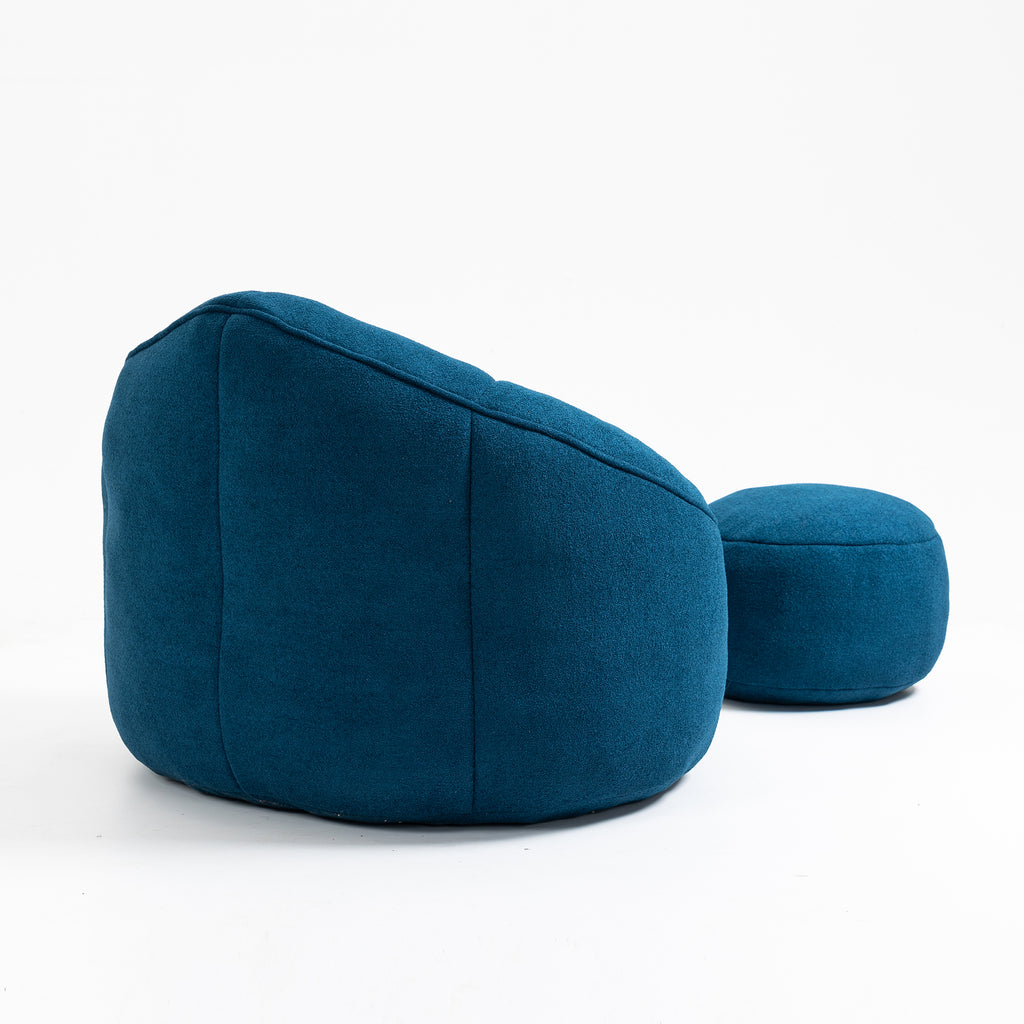 Plush blue bean bag seating — lifestyle photo
