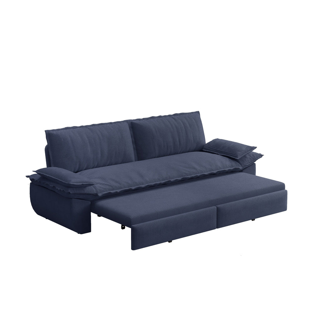 73.2' Queen Pull Out Sofa Bed,3-in-1 Convertible Sleeper Sofa,Multi-Functional Corduroy Loveseat Bed, Grey