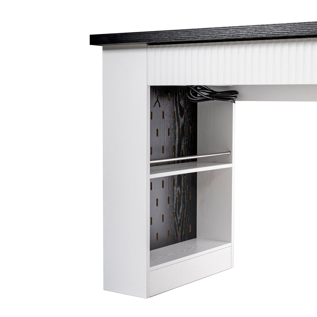 Fluted desk pegboard hook arrangement accessories display