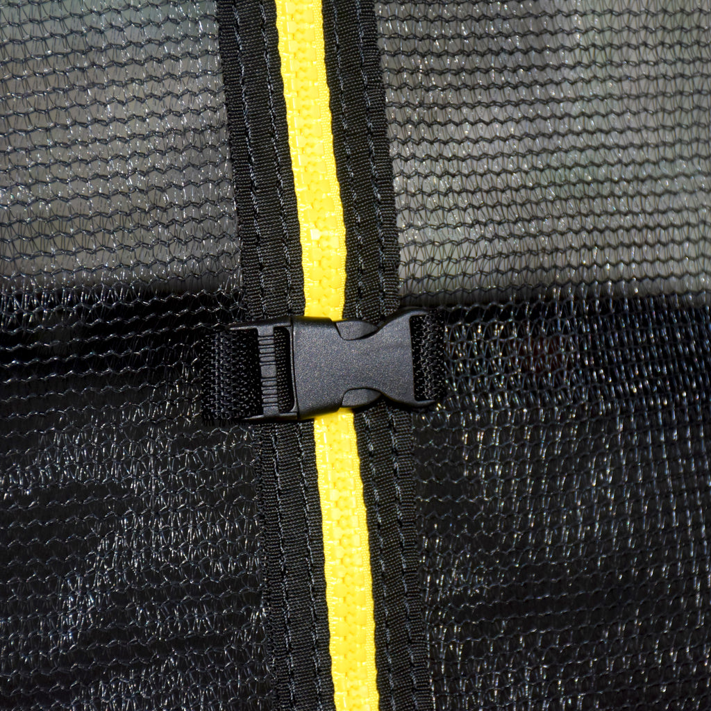 Kids outdoor trampoline side view with enclosure