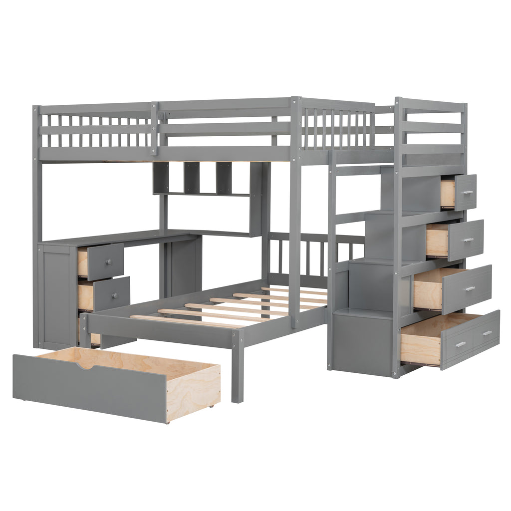 Side staircase with four built-in storage drawers on bunk bed