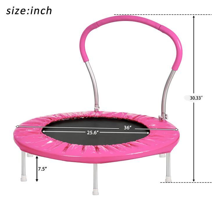36-Inch Mini Trampoline for Kids with Safety Handle & Foam Frame Pad