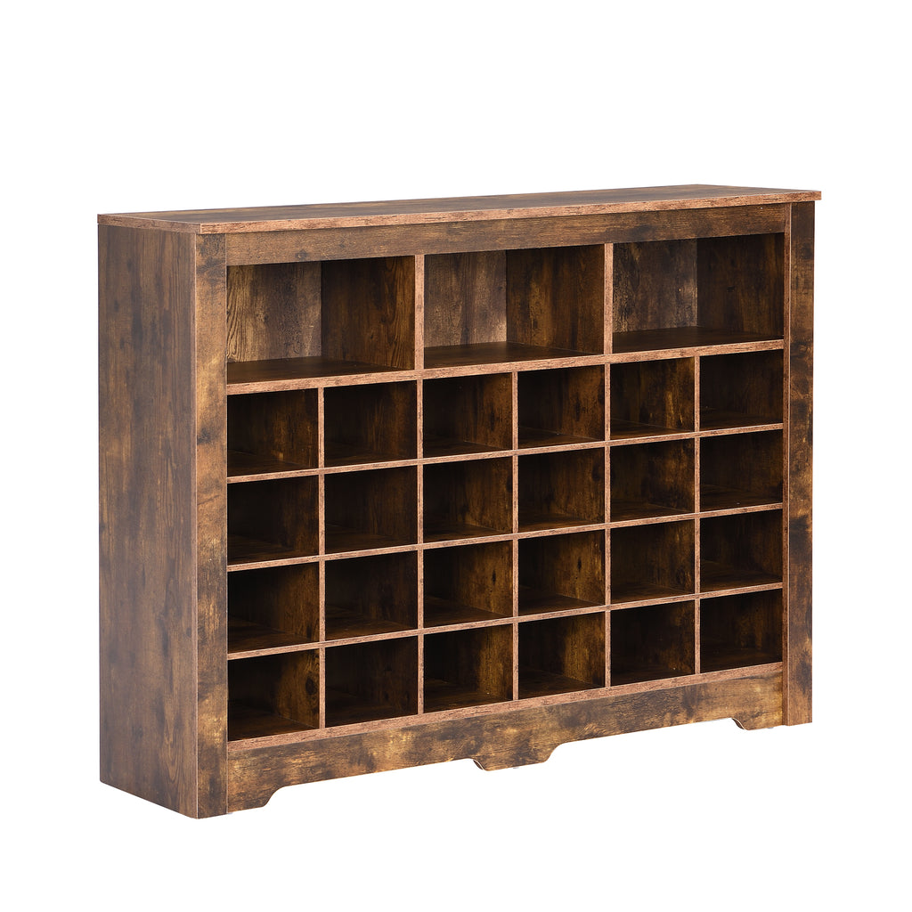 Rustic brown shoe cabinet upper boot storage sections