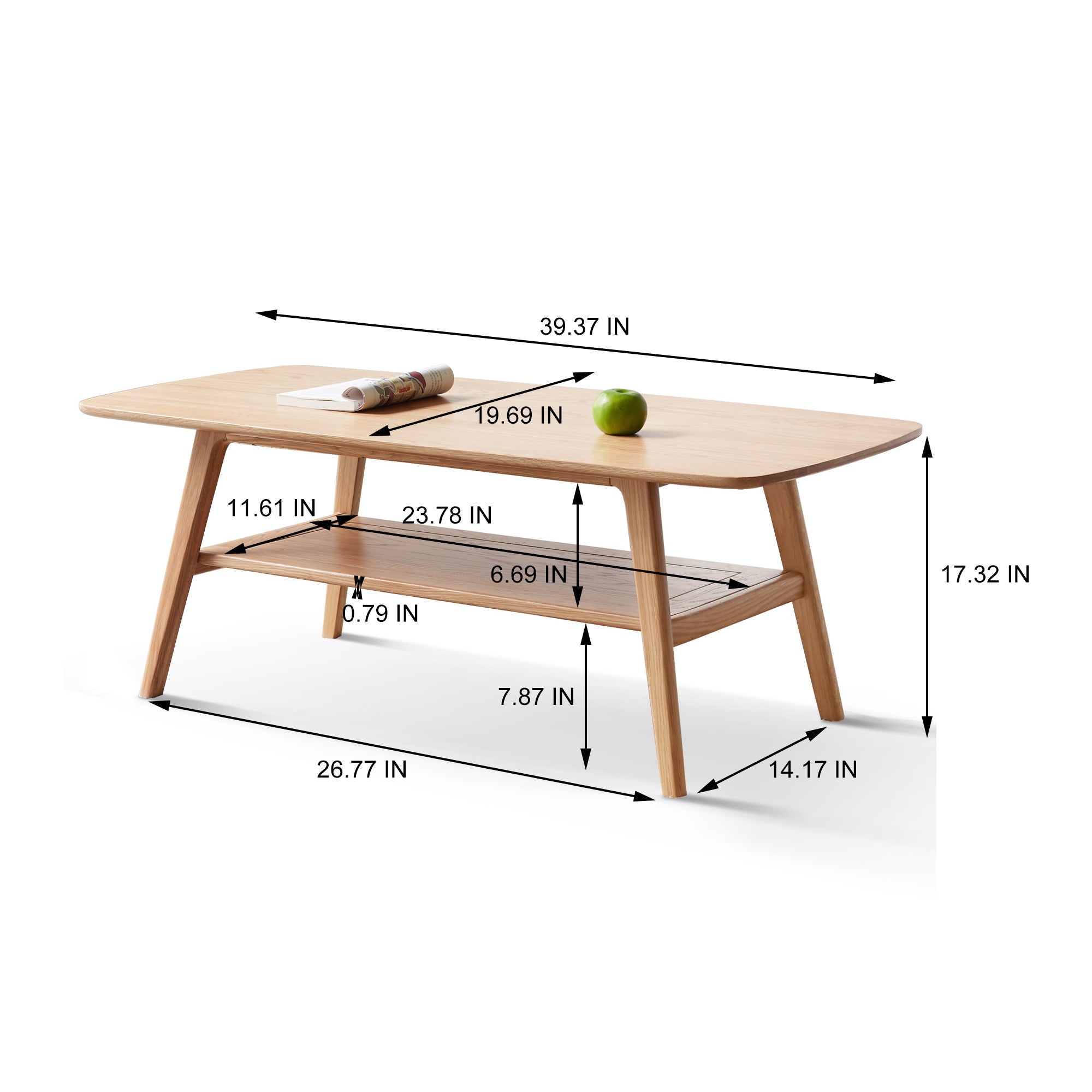 FAS-grade solid oak wood grain close-up on coffee table