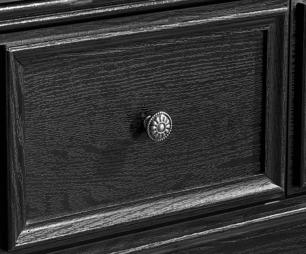 Black farmhouse dresser living room storage setting