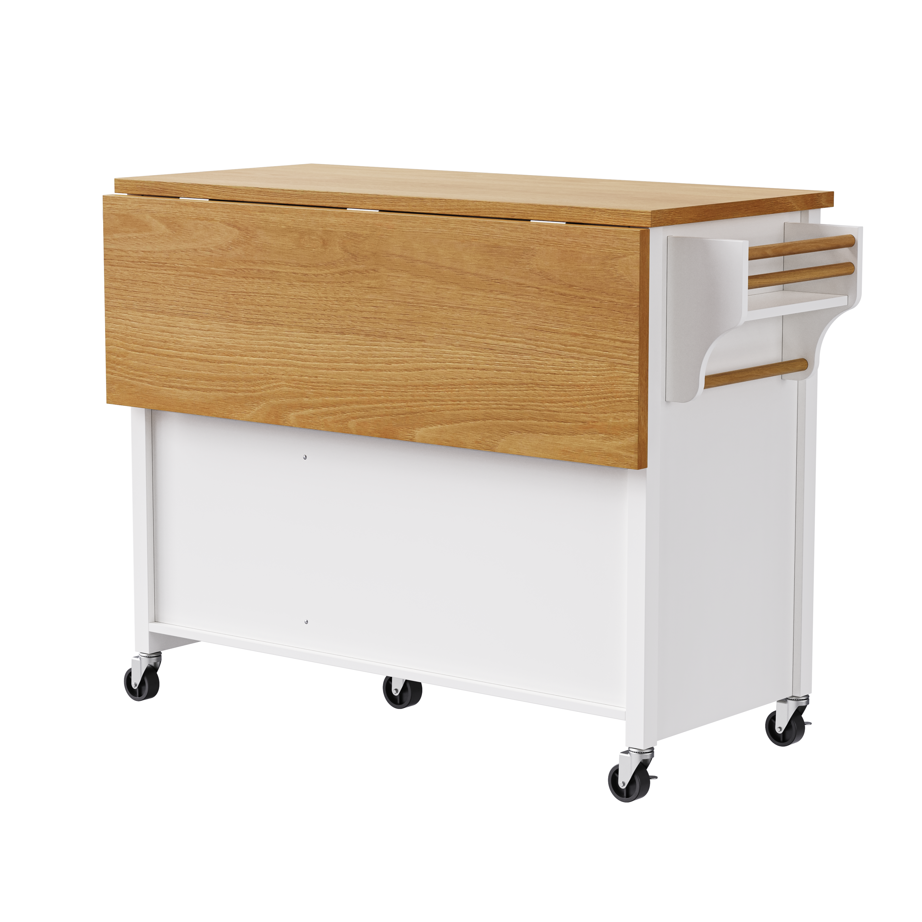 K&K 52'' Kitchen Island with Drop Leaf, Embossed Texture Kitchen Island on Wheels with Spice Rack, Towel Rack, 2 Doors and 5 Drawers, Kitchen Storage Cart with Adjustable Shelf for Kitchen, Blue Grey
