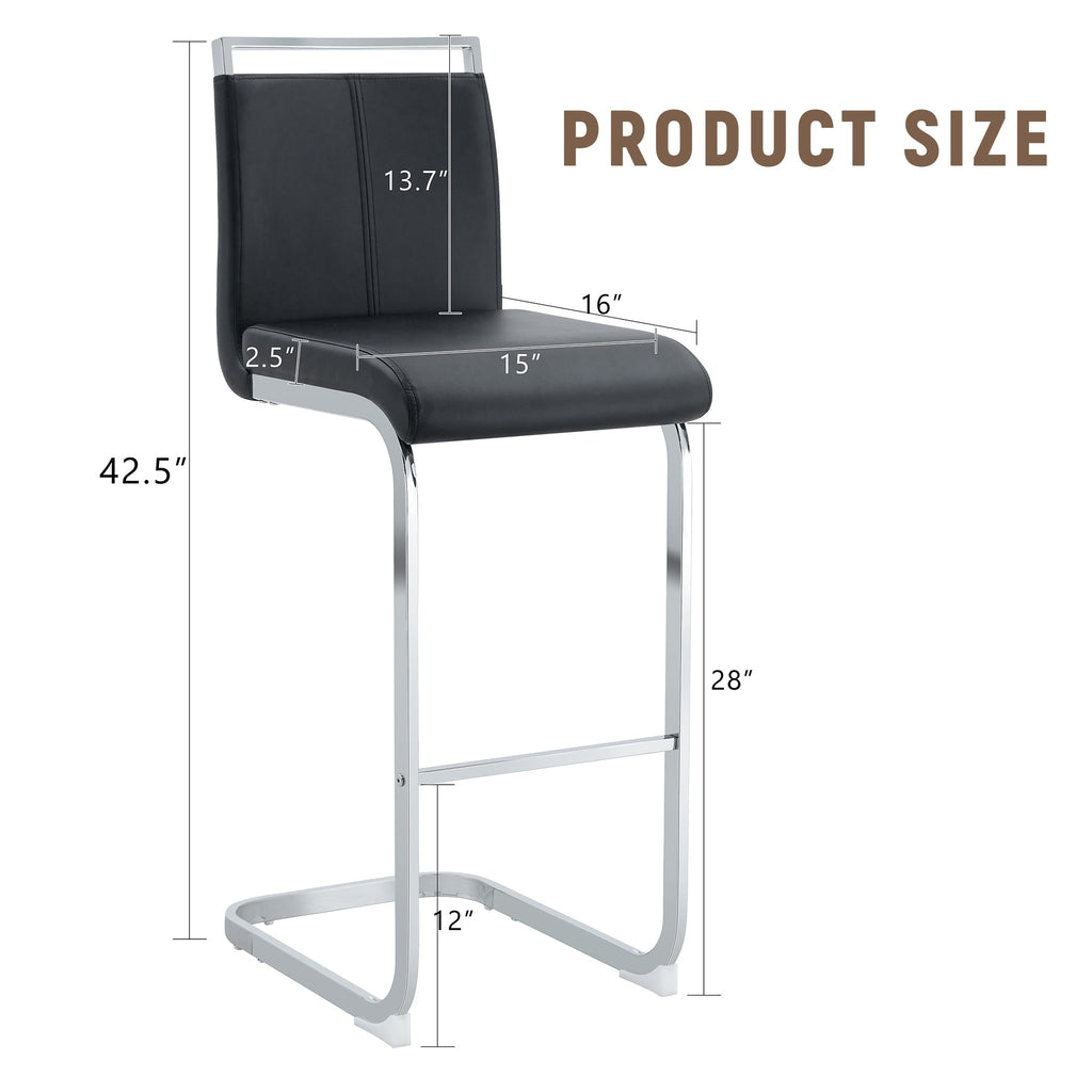 Modern and beautiful bar stool upholstered in PU leather with C-shaped silver metal legs for dining rooms, kitchens, terraces and guest office chairs.(set of 6) (white+PU)