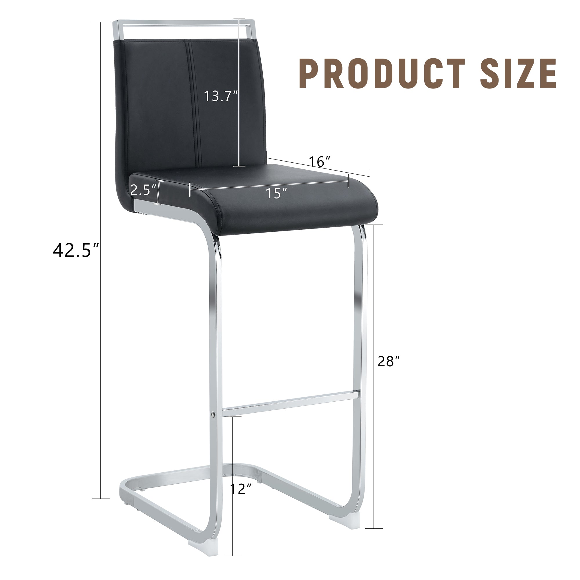 Modern and beautiful bar stool upholstered in PU leather with C-shaped silver metal legs for dining rooms, kitchens, terraces and guest office chairs.(set of 6) (white+PU)