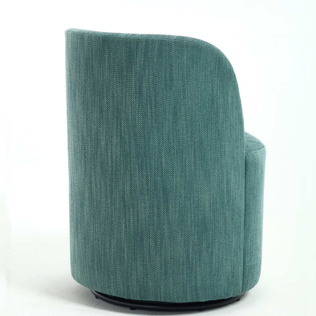 Set Of 1 Upholstered Kitchen & Dining Room Barrel Chair, Mid Century Modern Round Linen Dining Chair, 360 Degree Swivel Comfy Armless Accent Makeup Vanity Side Chair for Bedroom Living Room