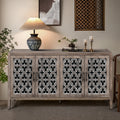 Antique brown hollow 4-door sideboard floral carved — front view