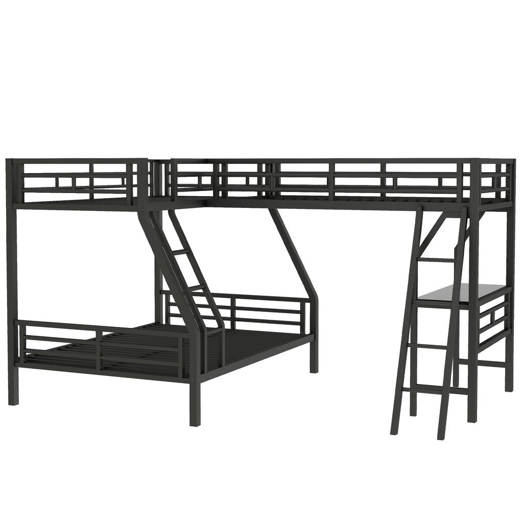 Black bunk bed slide and loft configuration — room layout view
