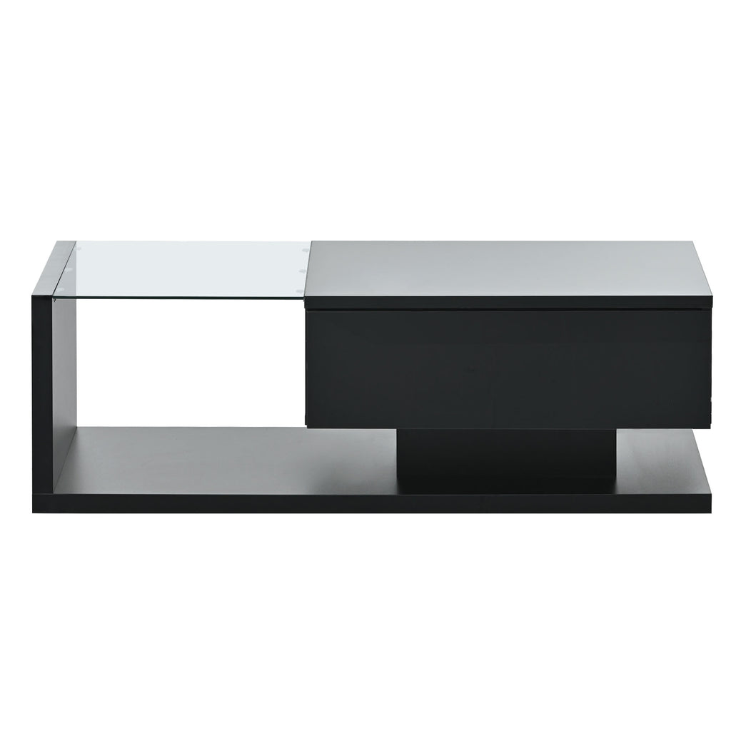 Rectangle coffee table high-gloss finish close-up