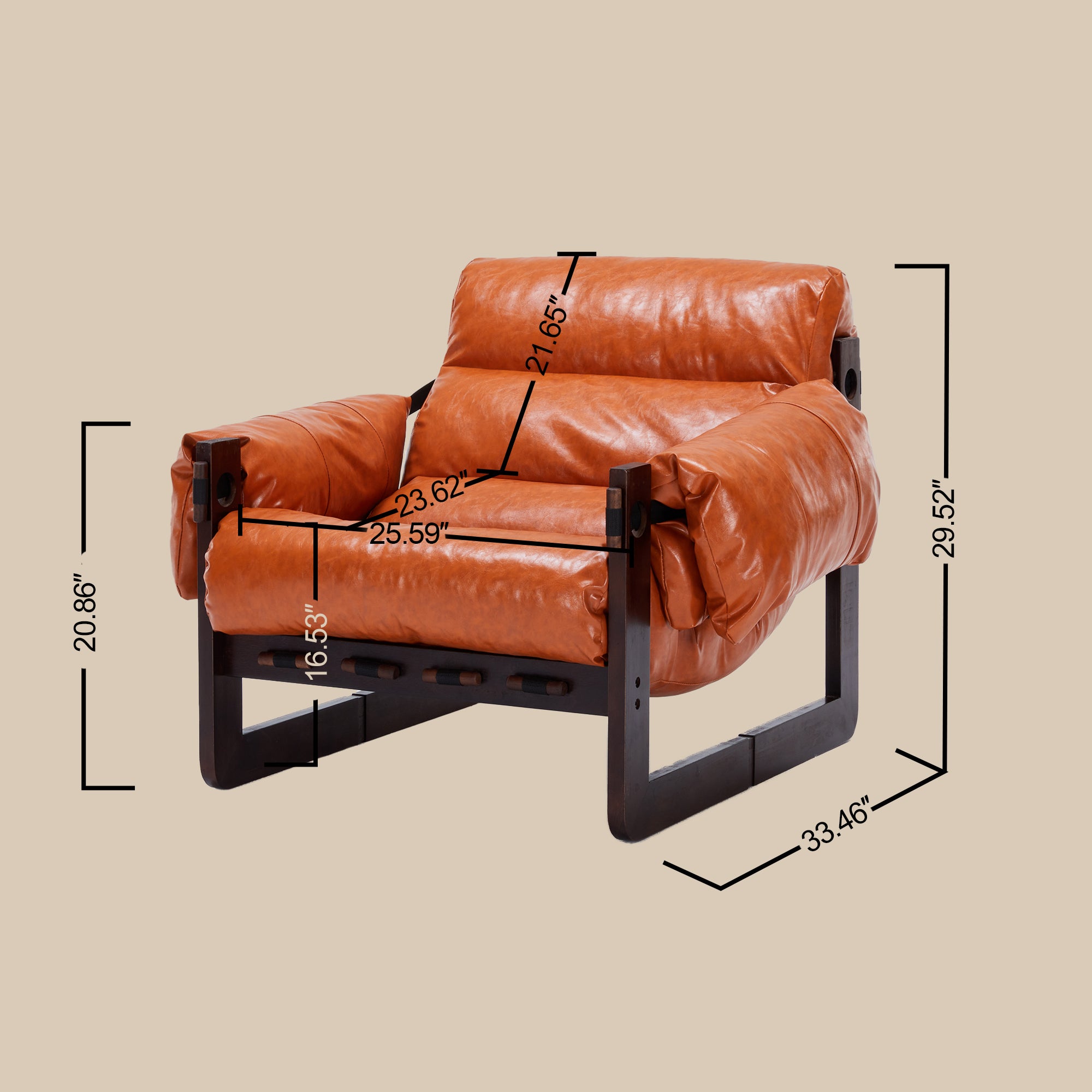 Orange leather decorative chair study or office setting
