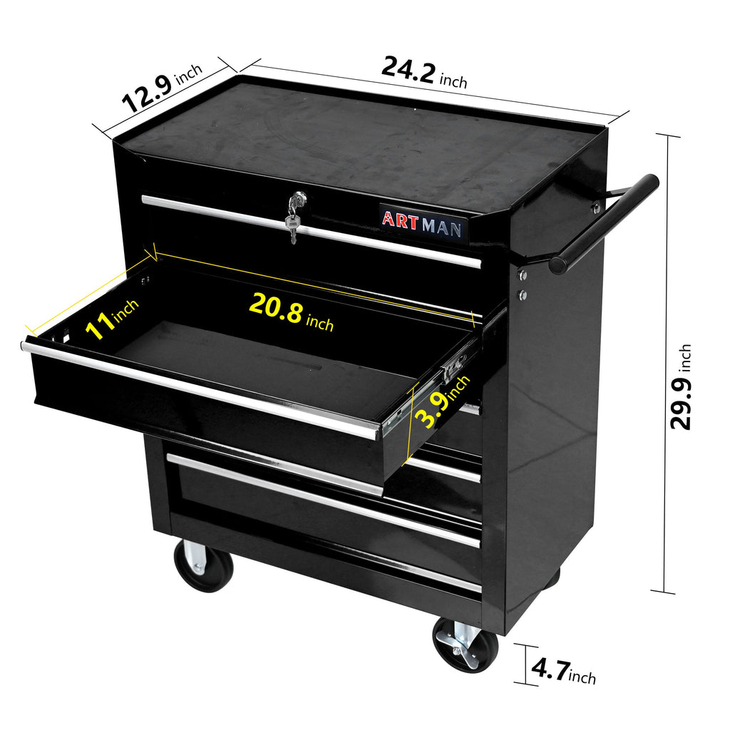 5-Drawer Rolling Tool Cart — Lockable Multifunctional Tool Storage