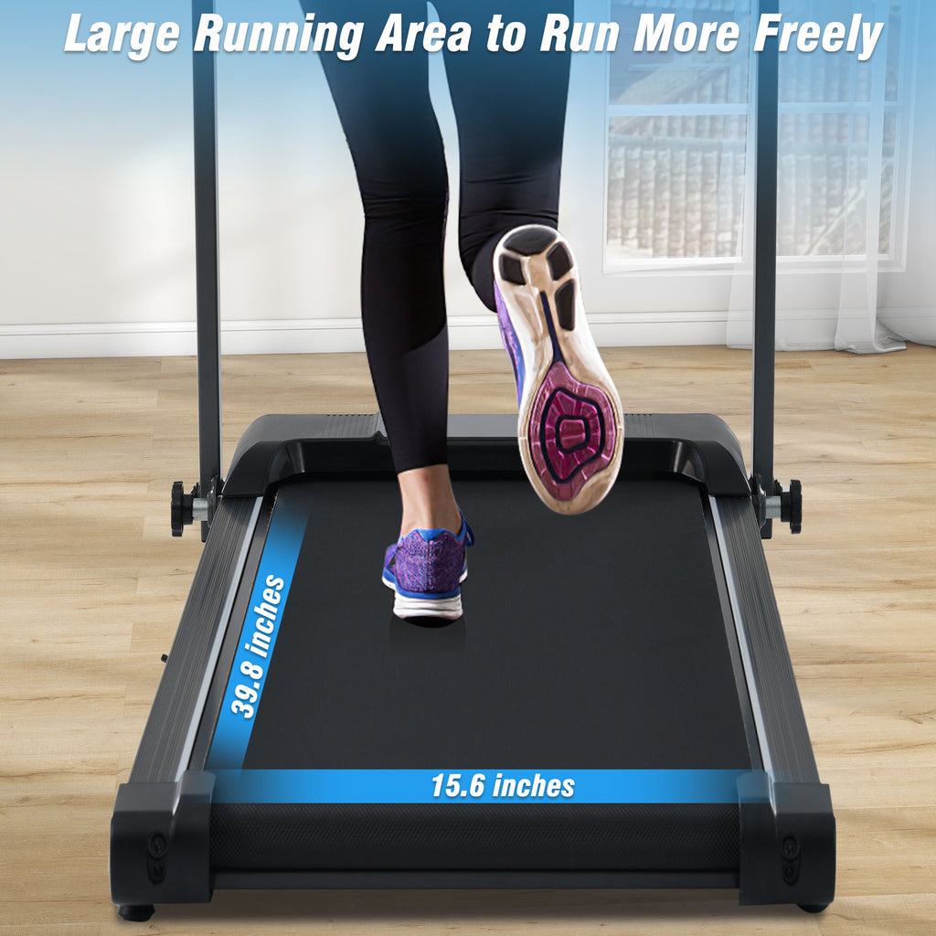 Black treadmill 2.5HP quiet motor walking and jogging modes