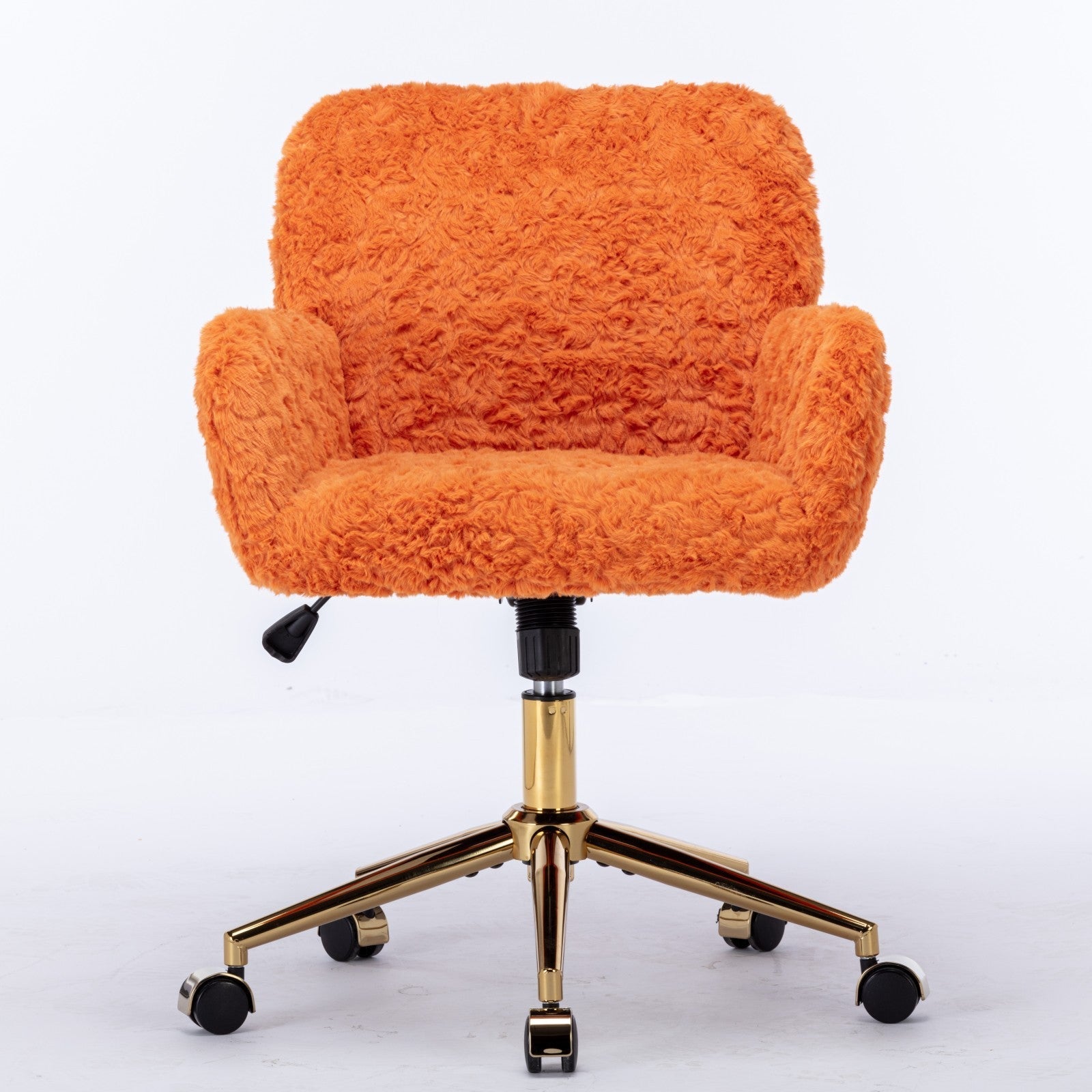 Faux Fur Office Chair — 40° Reclining with Gold Metal Base & Wheels