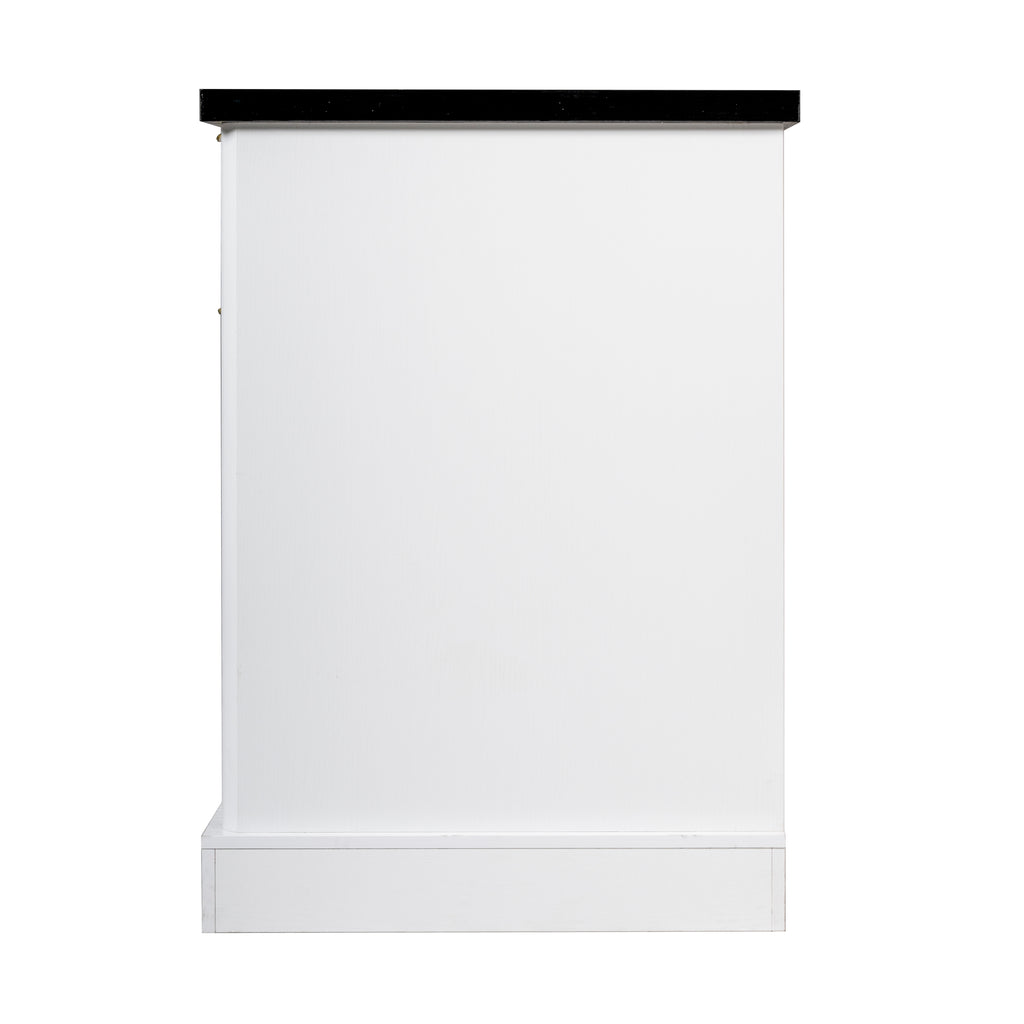 55-inch white office desk storage cabinet and drawer detail
