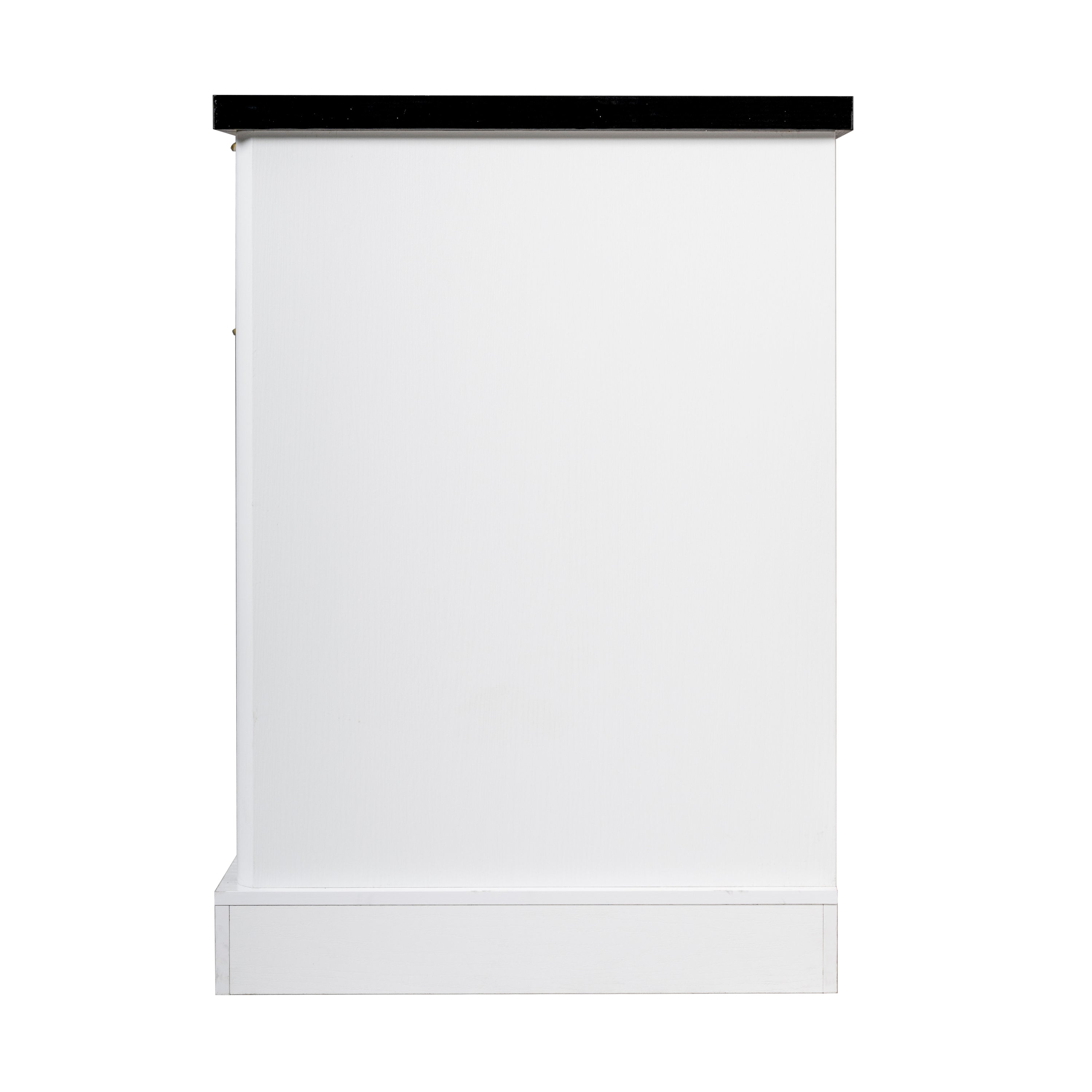 55-inch white office desk storage cabinet and drawer detail