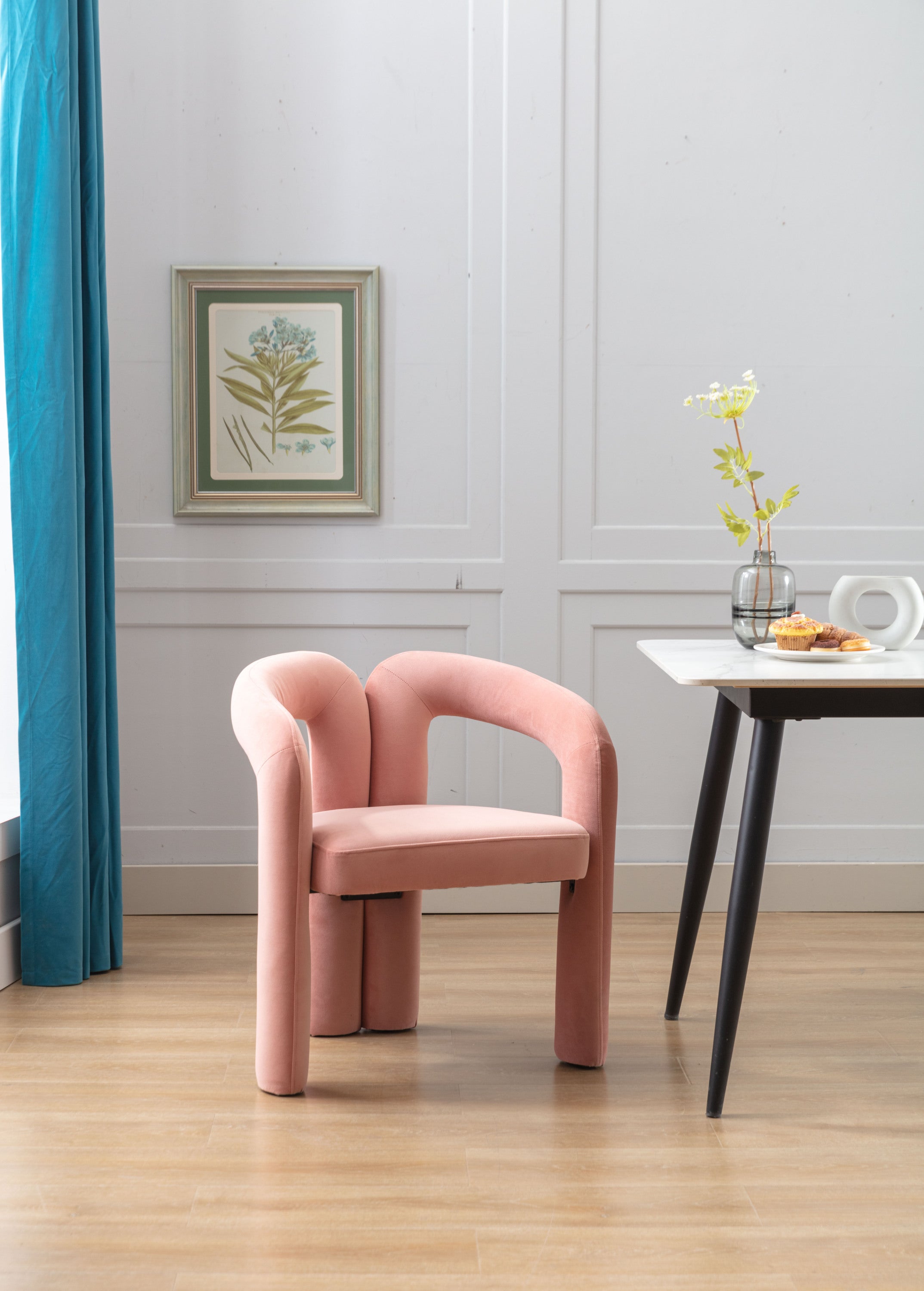 Velvet Barrel Accent Chair Set of 2 — Wood Legs