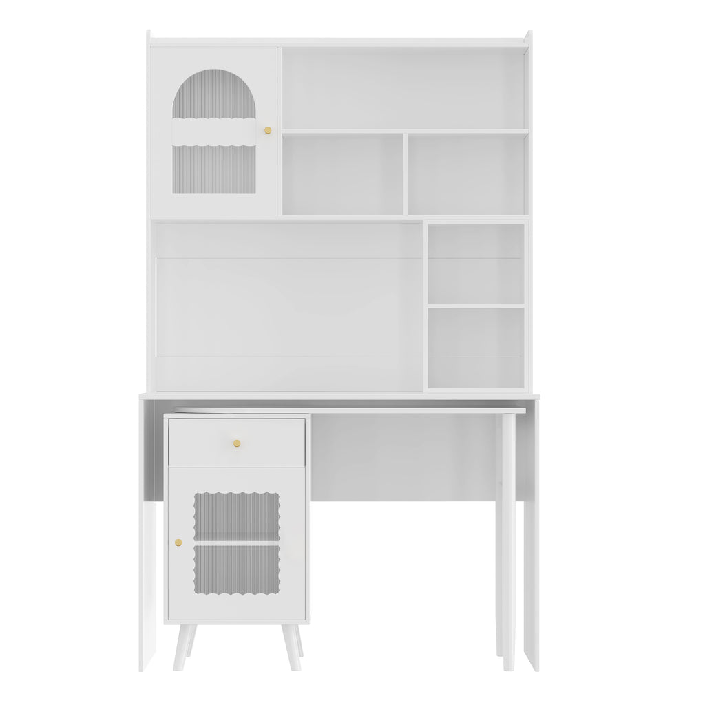 Rotating desktop mechanism and extendable panel detail