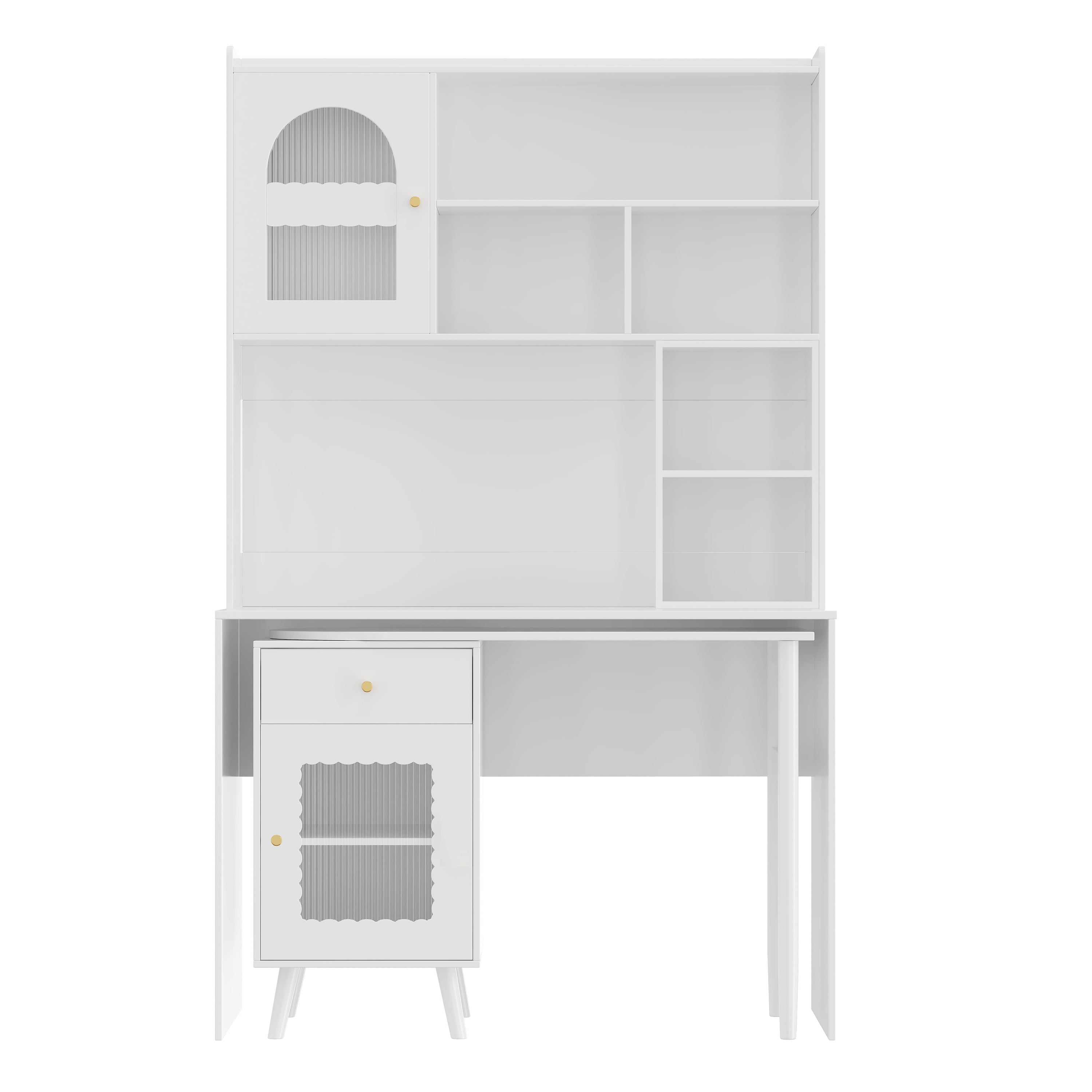 Rotating desktop mechanism and extendable panel detail