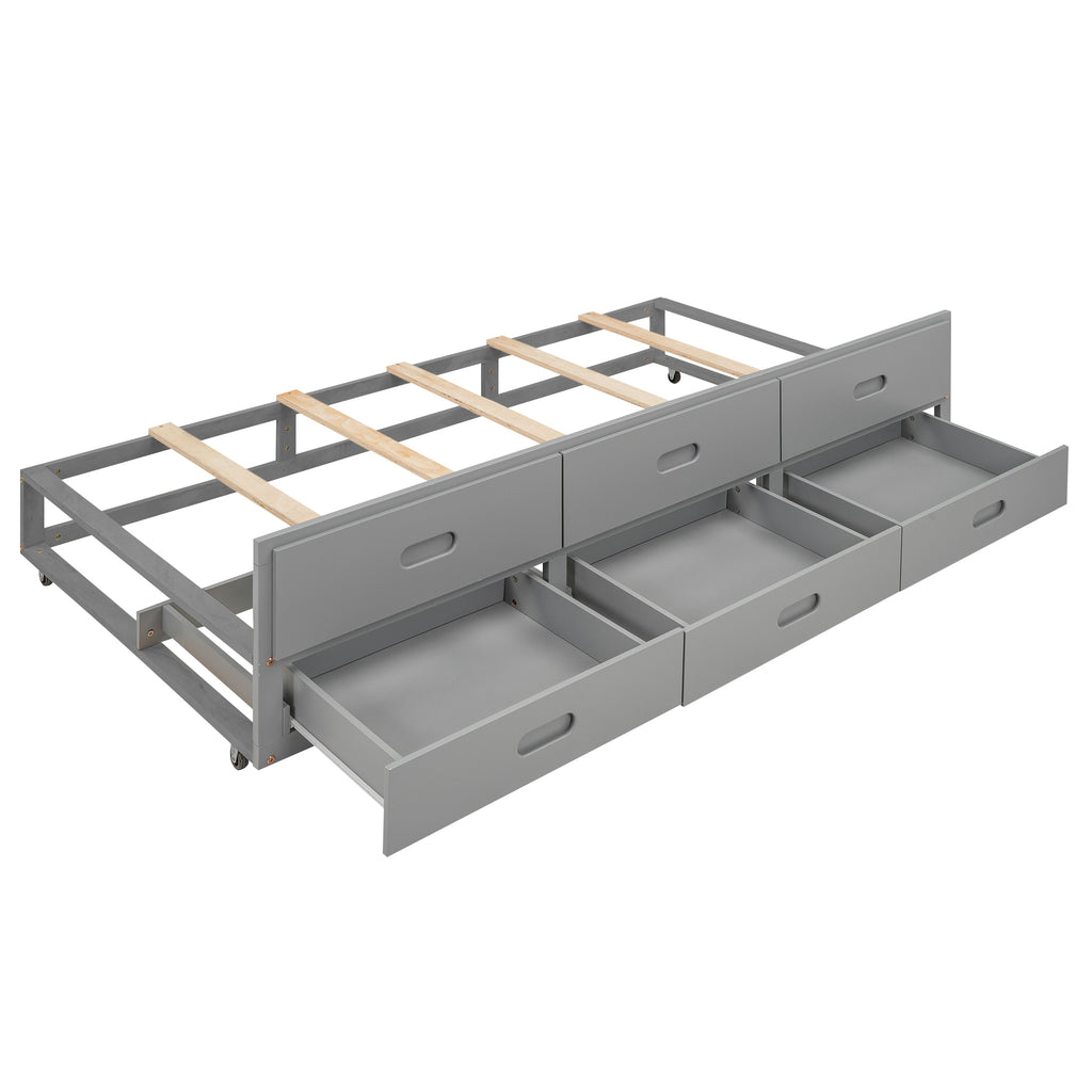 Gray storage bed dimensions reference