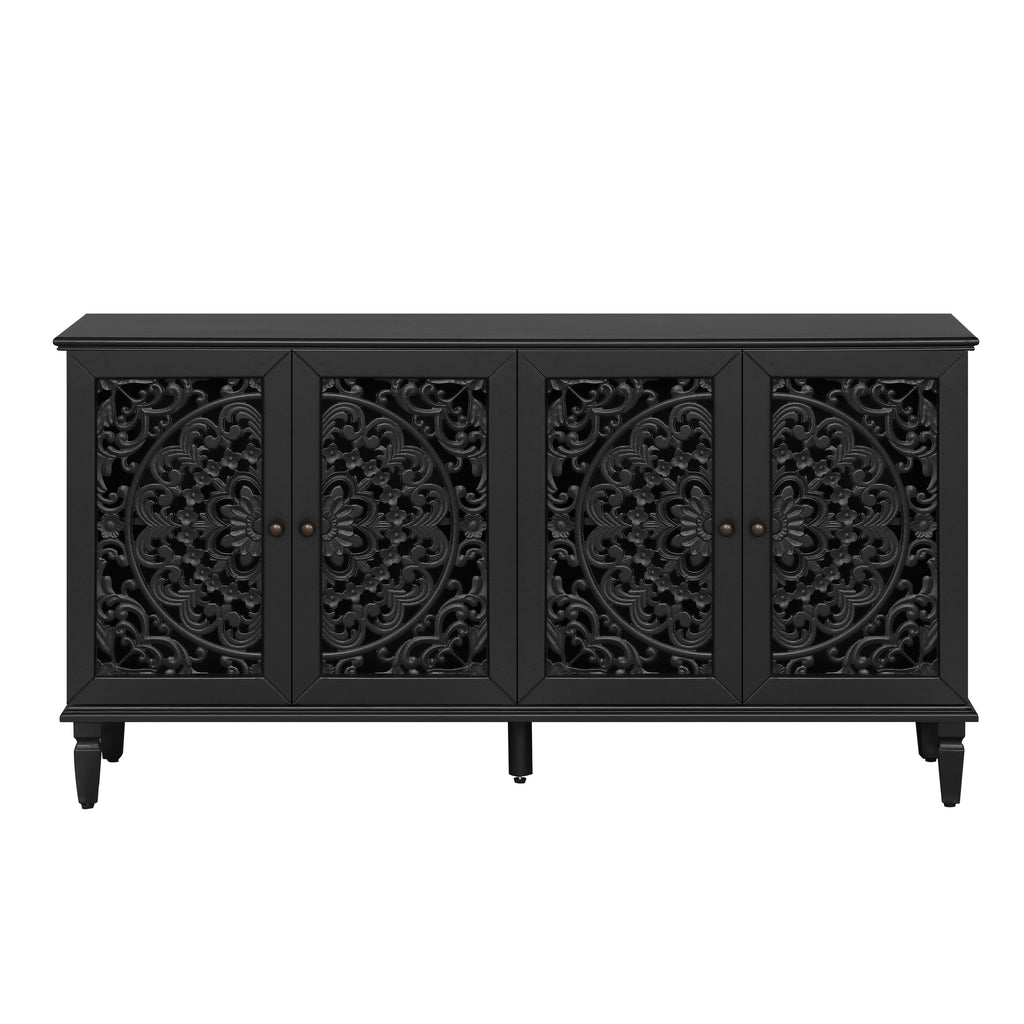 Farmhouse buffet cabinet symmetrical floral door panels