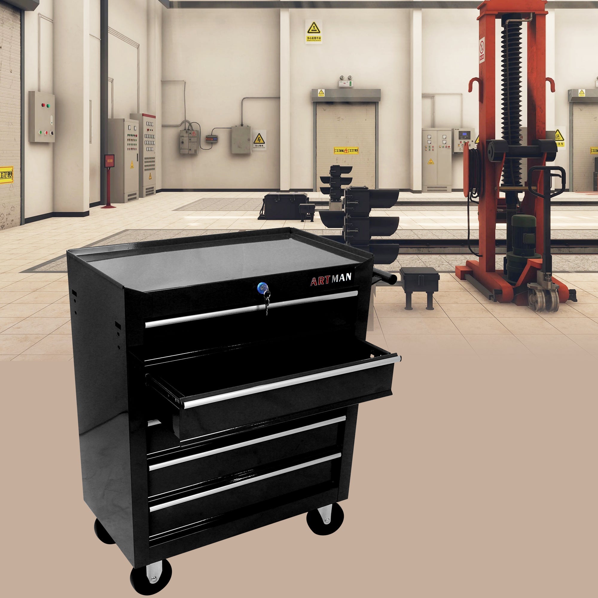 5-Drawer Rolling Tool Cart — Lockable Multifunctional Tool Storage