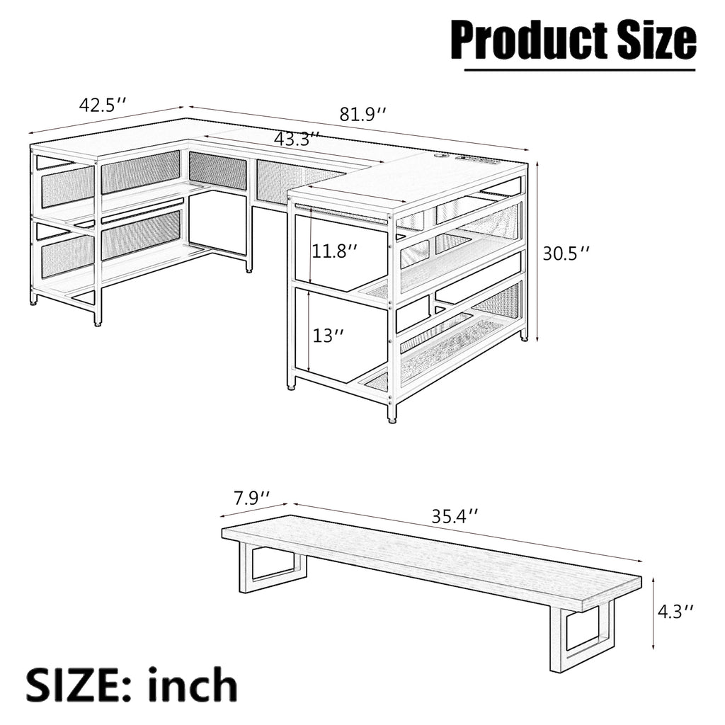Gaming desk multi-monitor workspace with LED ambient lighting