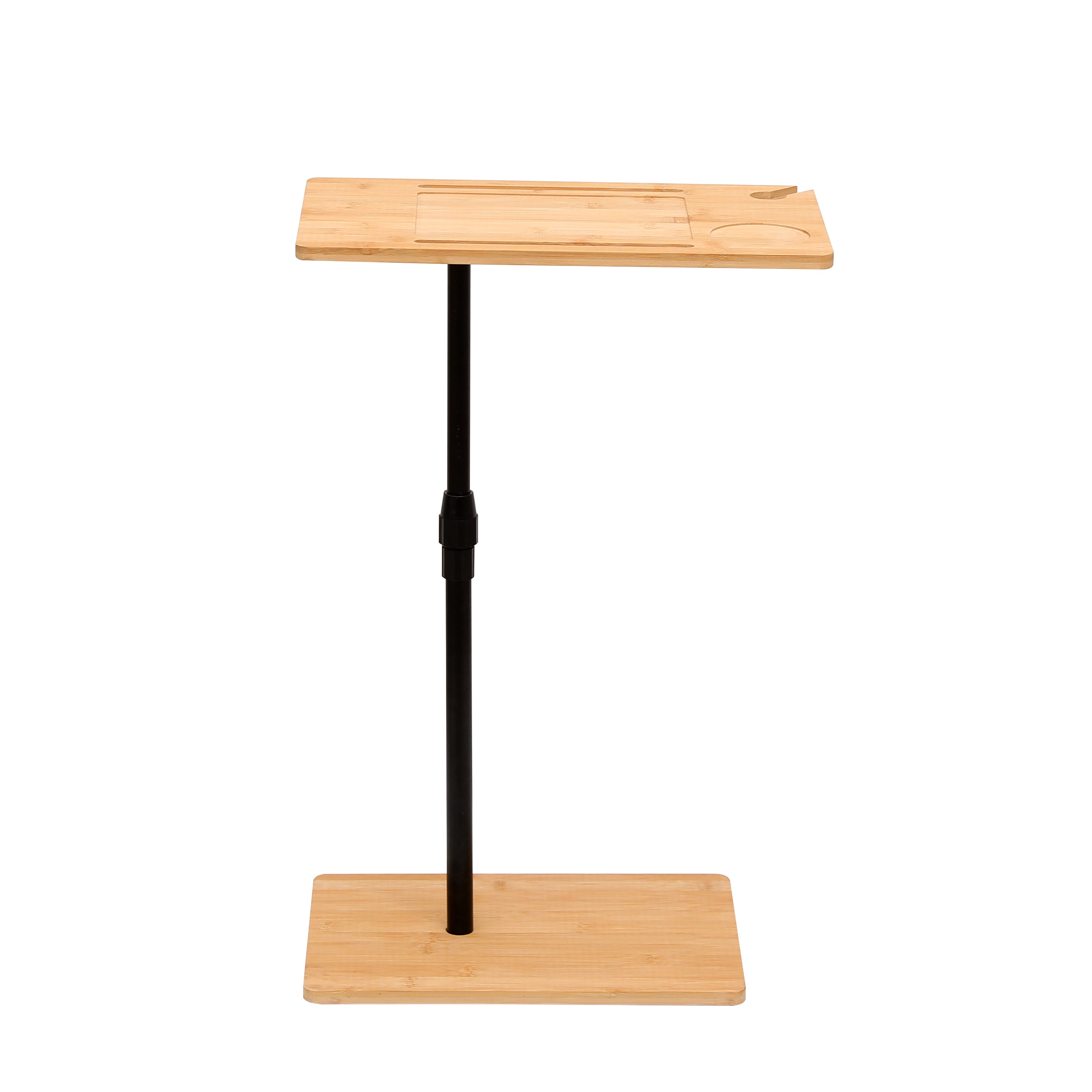 C-shaped end table beside bed or chair setting