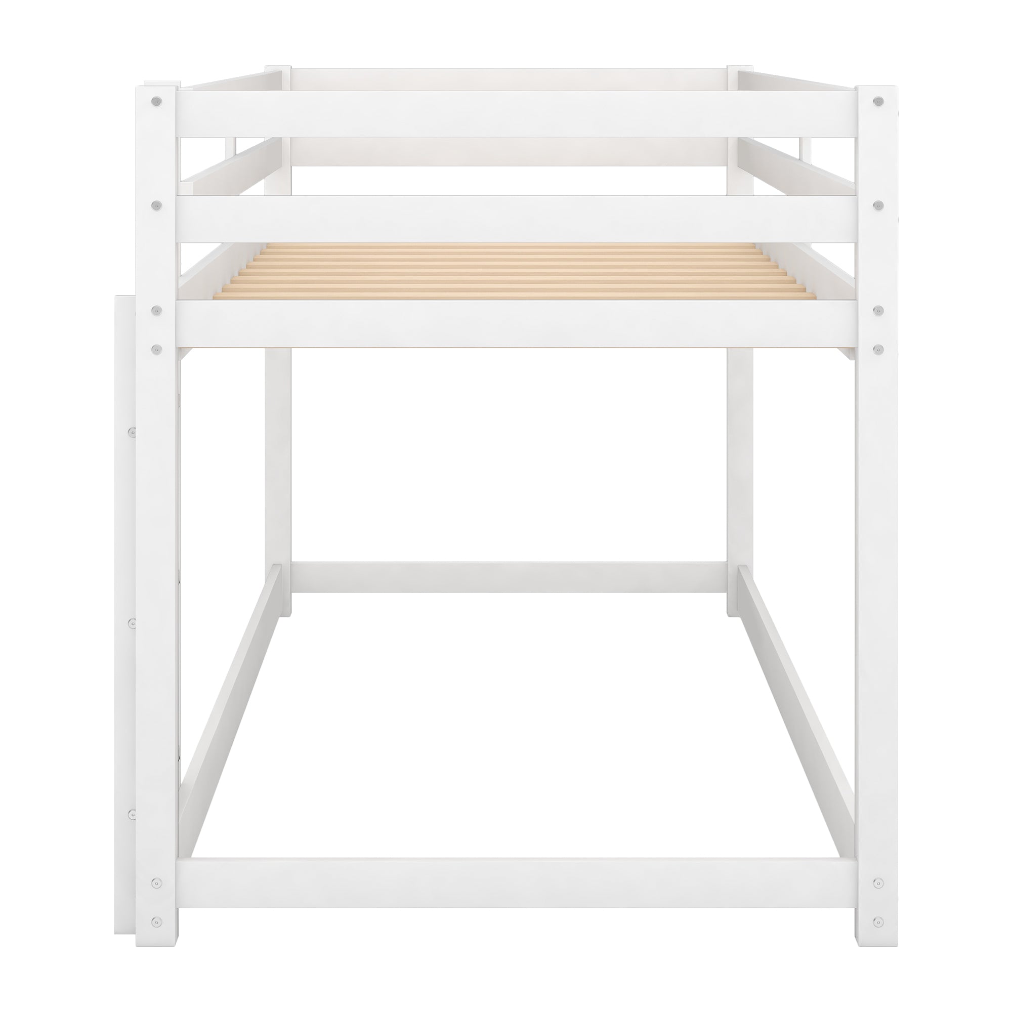 White twin floor bunk bed product dimensions overview
