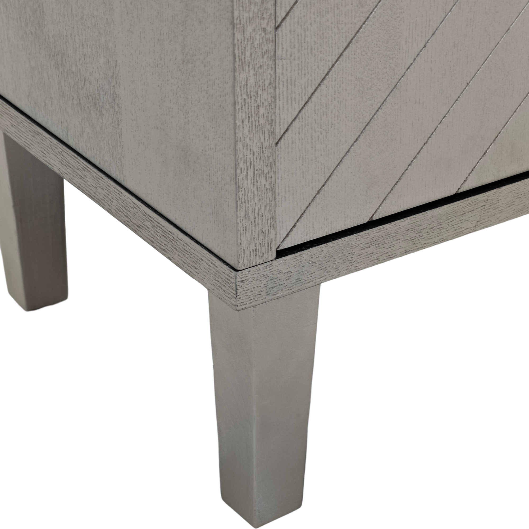 Champagne 4-door cabinet side profile with pine legs