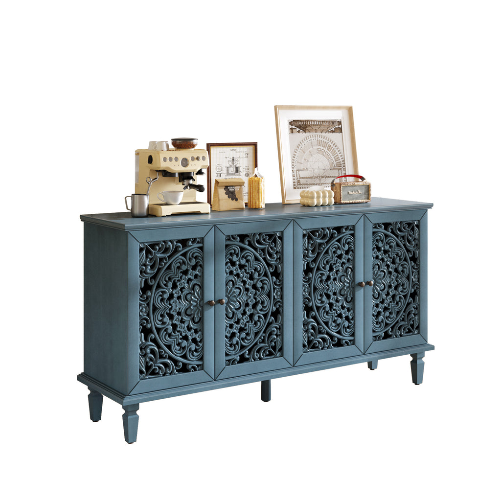Antique blue sideboard cabinet side profile