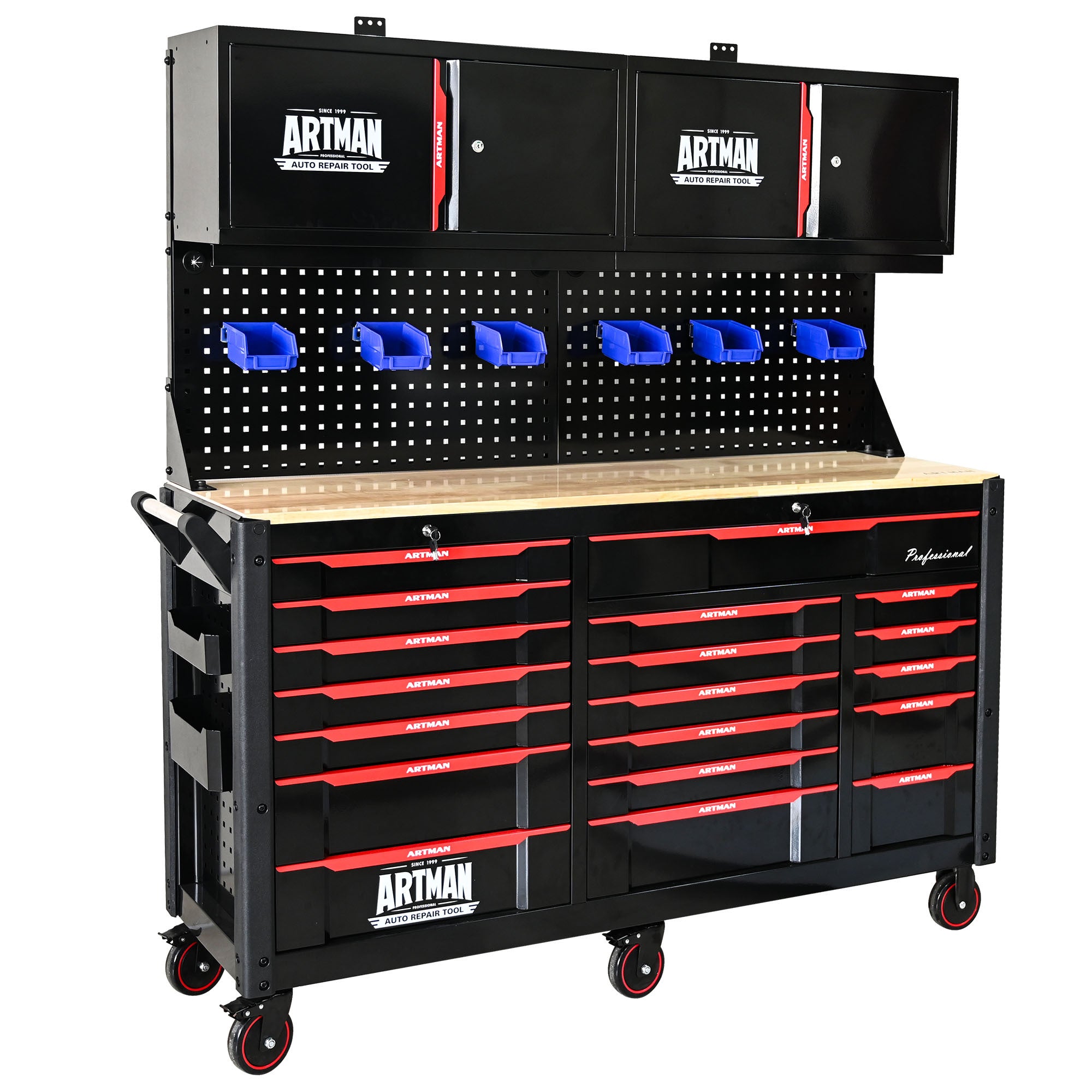 19-drawer rolling tool cart heavy-duty steel construction