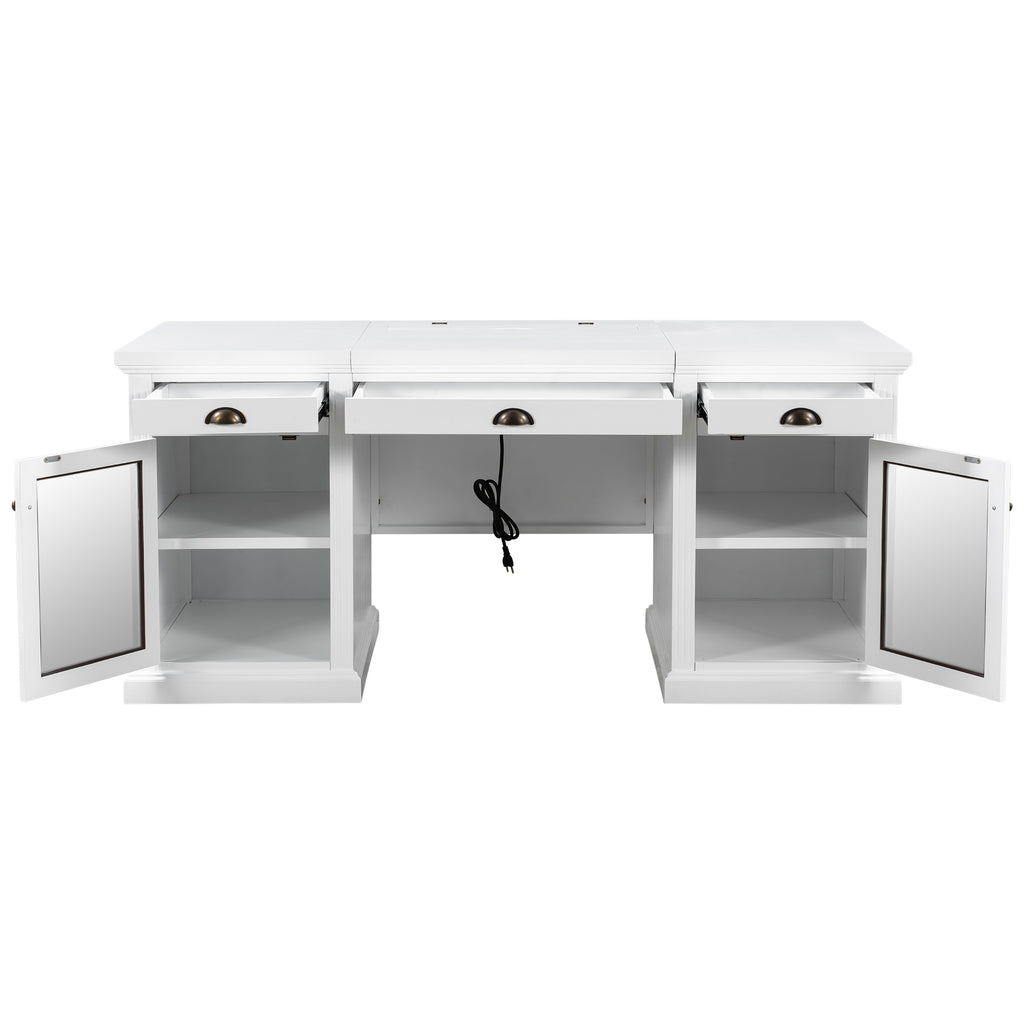 Executive desk side profile with cabinet and drawers