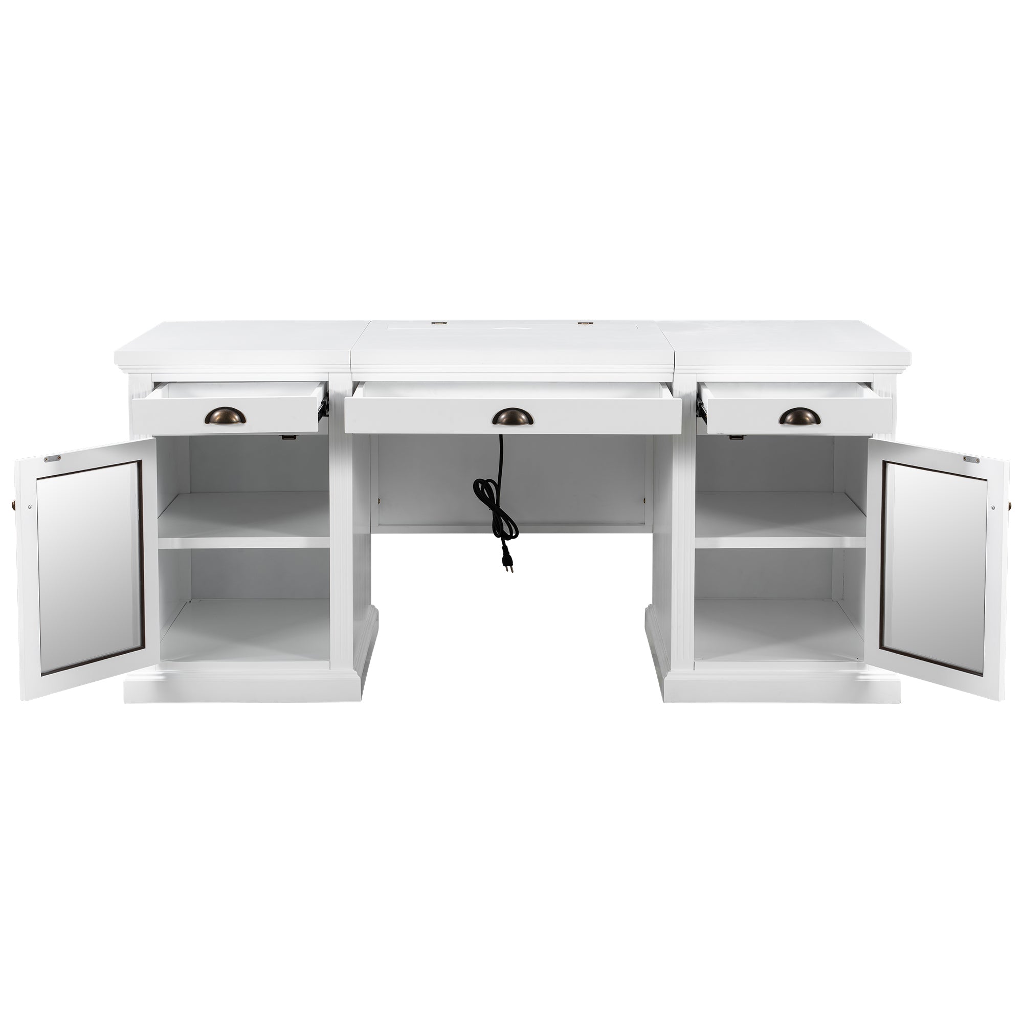 Executive desk side profile with cabinet and drawers