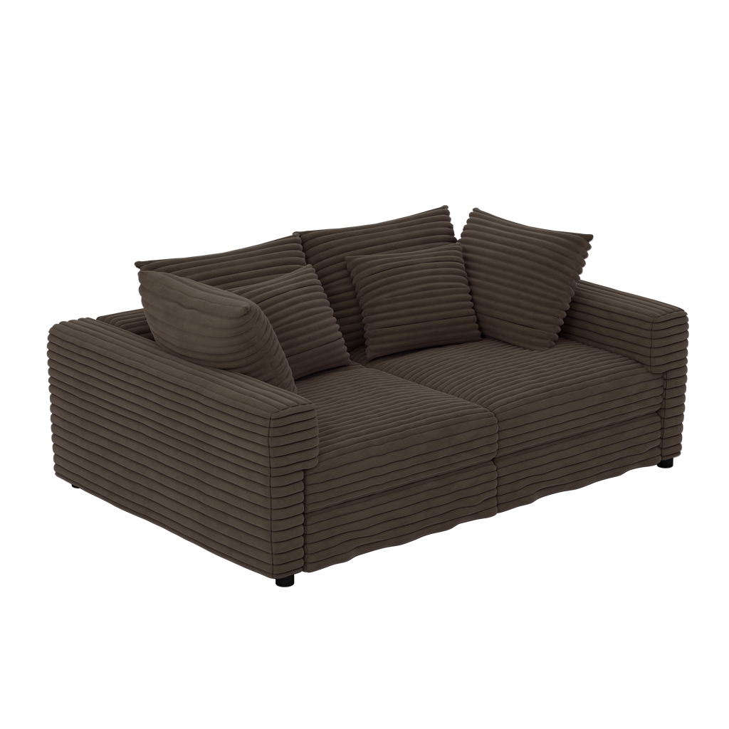 102.4 'Plush Corduroy 4-Seat Sofa,Modern Comfy Upholstered Sofa Cloud Couch,Deep Seat Couches with Soft Pillows and 3 Ottomans,Convertible Sofa Lounge Chair,Black(Old SKU:W1885S00287)