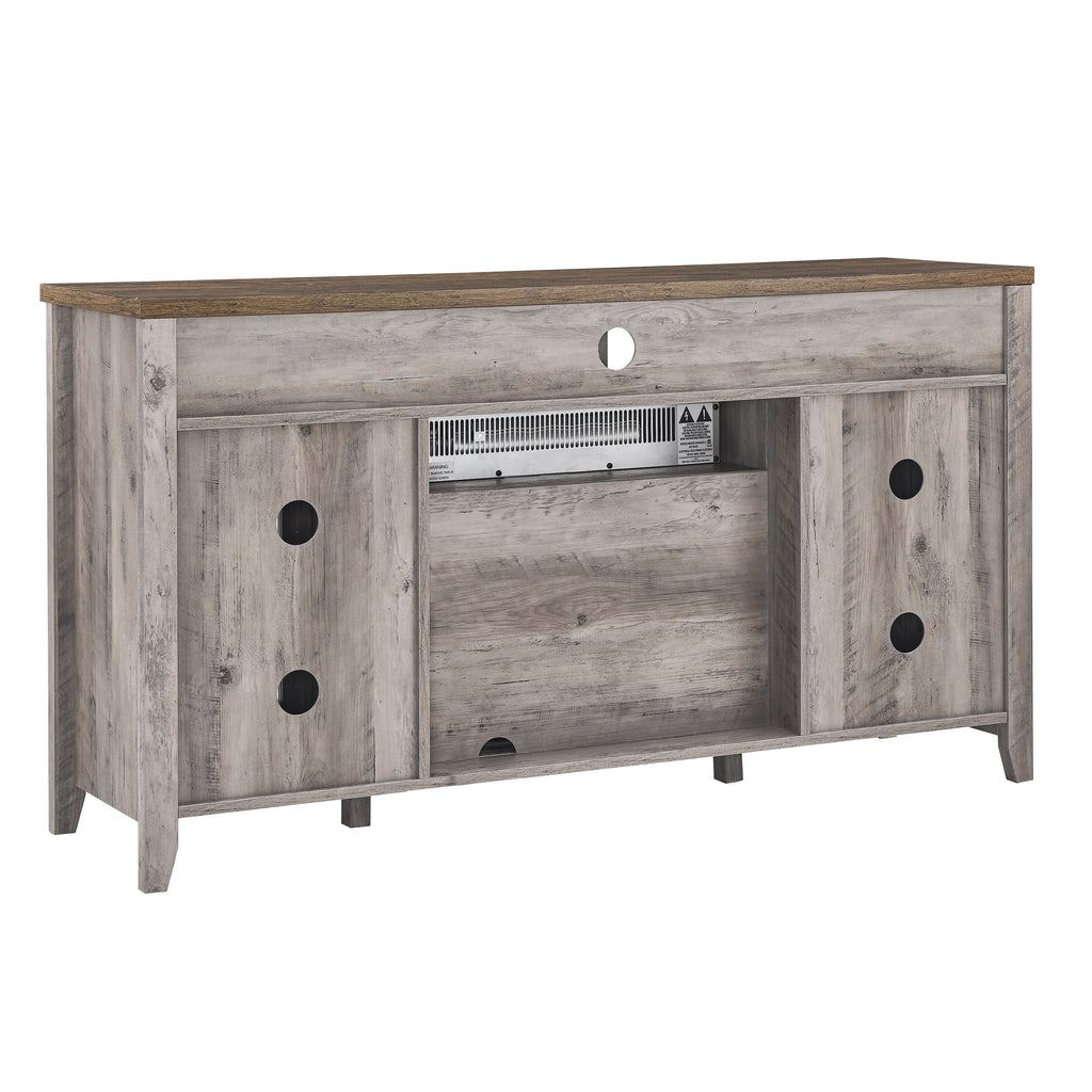 LED fireplace brightness settings on gray wash media console