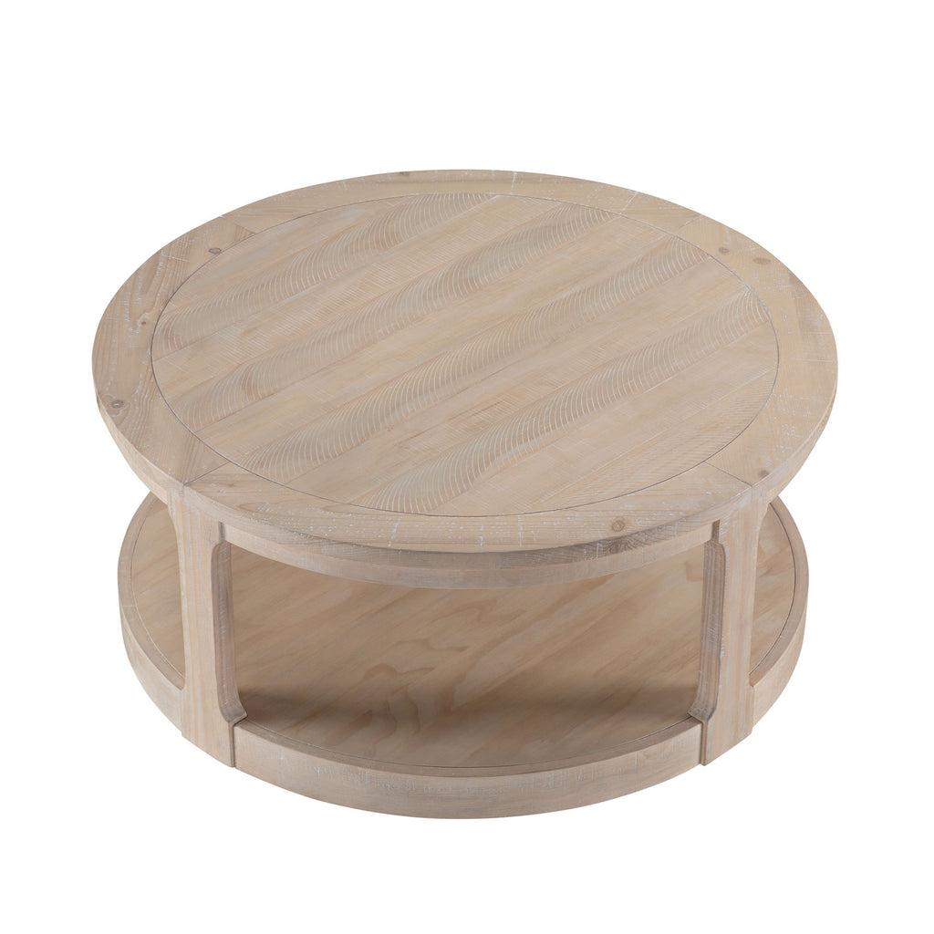 Rustic wooden center table two-tier design full view