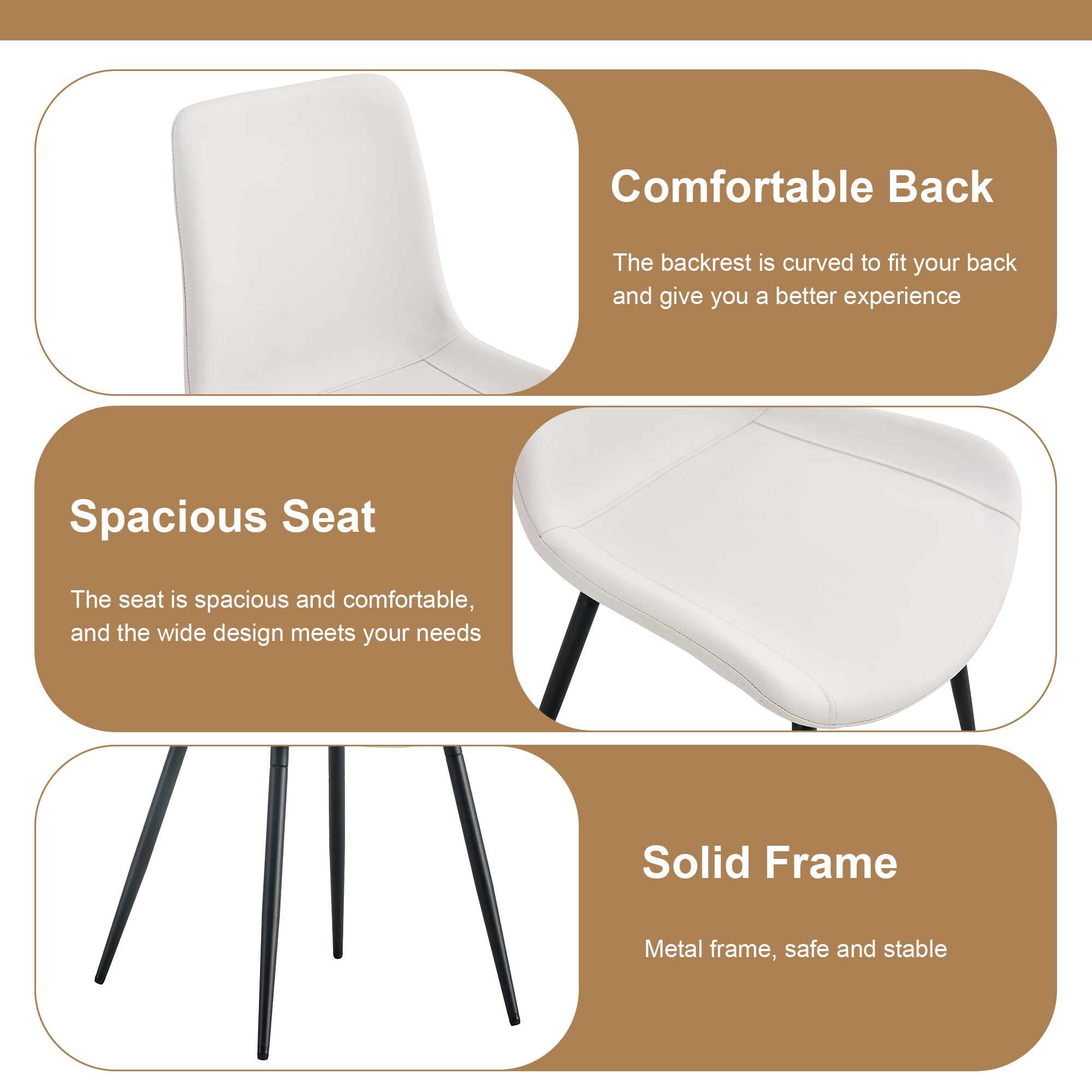 Table and chair set.42 inch modern minimalist brown wood grain round dining table set.Paired with 6 Black Artificial PU Chairs With Curved Widened Cushion Design. Suitable for dining rooms,office,etc.