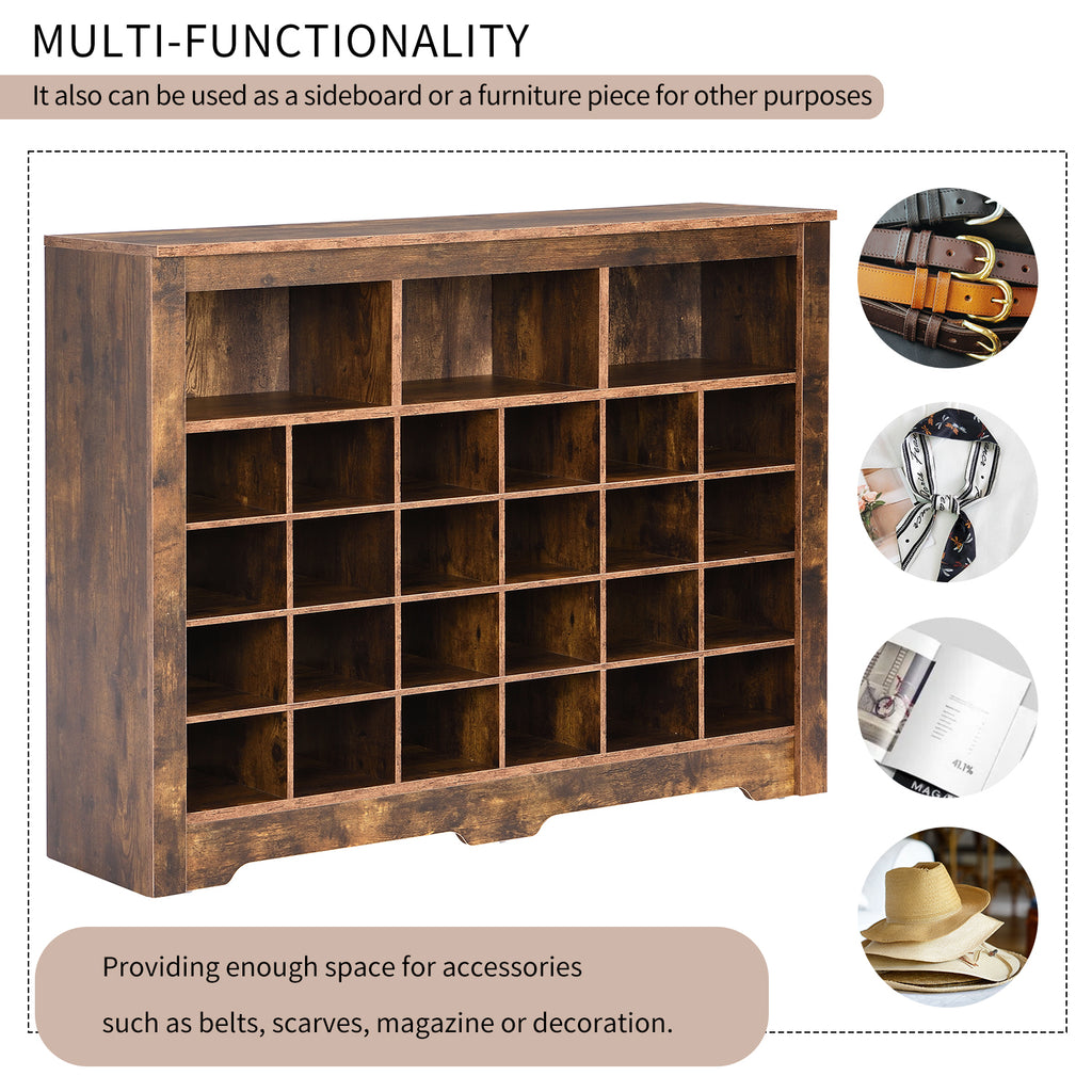 Rustic brown shoe cubby console hallway storage