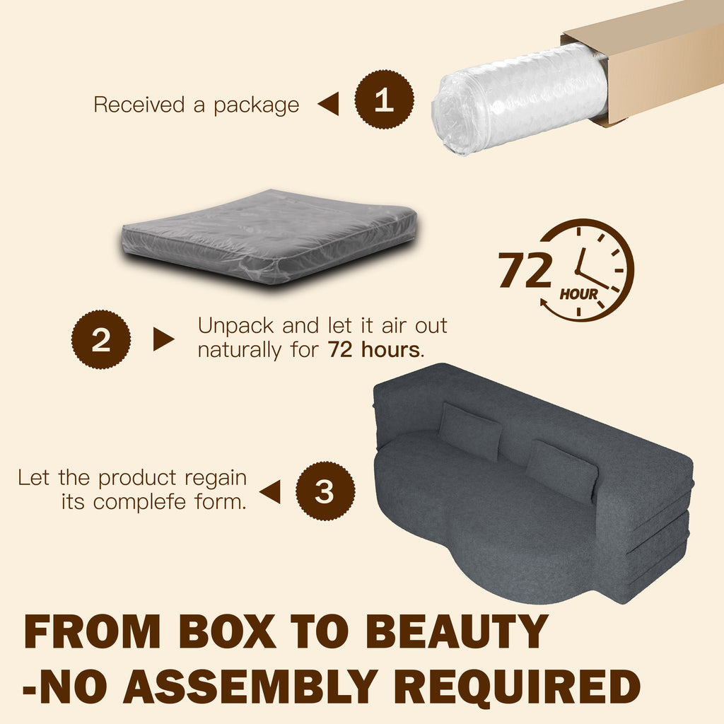 Sherpa Fleece Foldable Floor Sofa Bed — 3-in-1 Full Size, 78" Wide