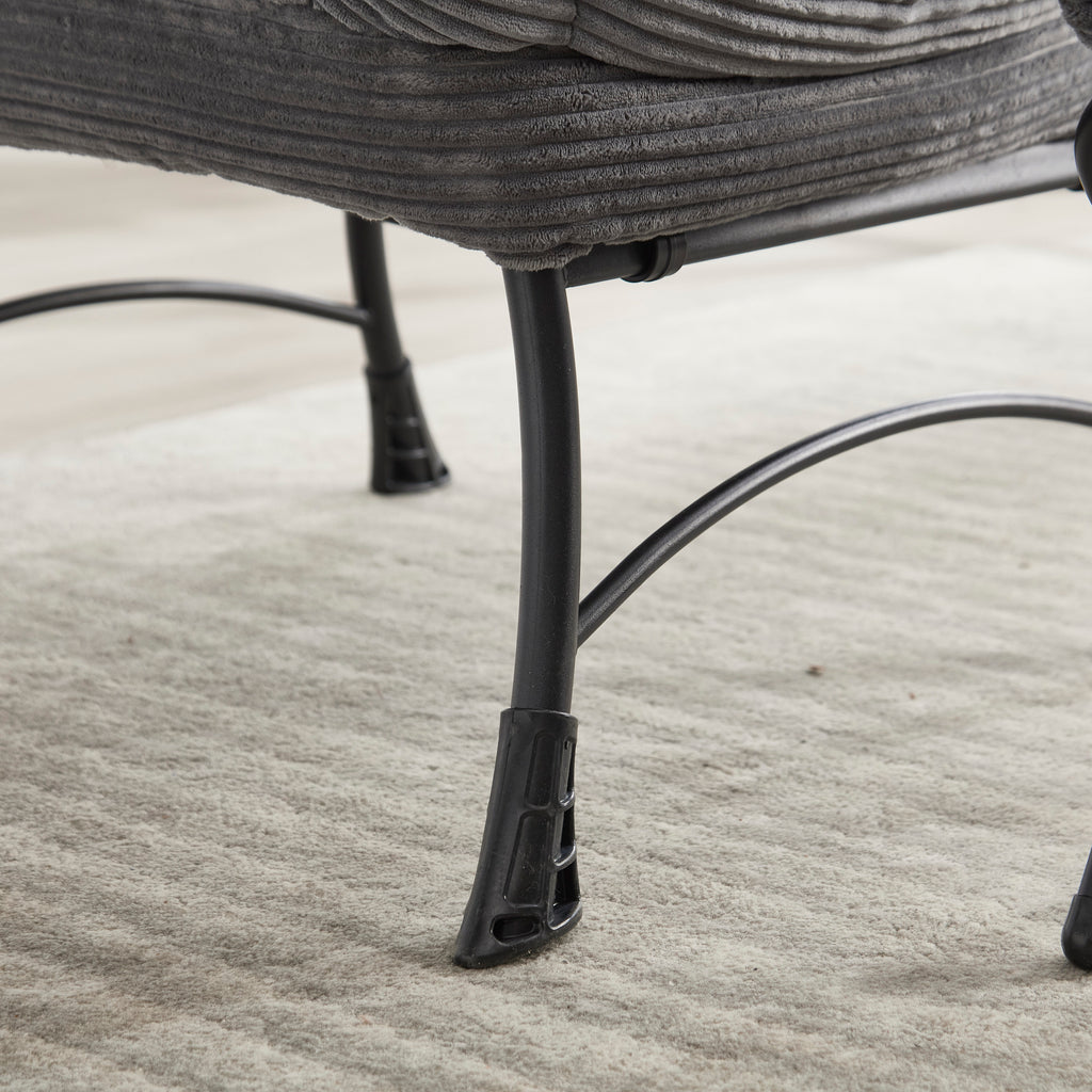 Gray lazy lounge chair side storage pocket detail