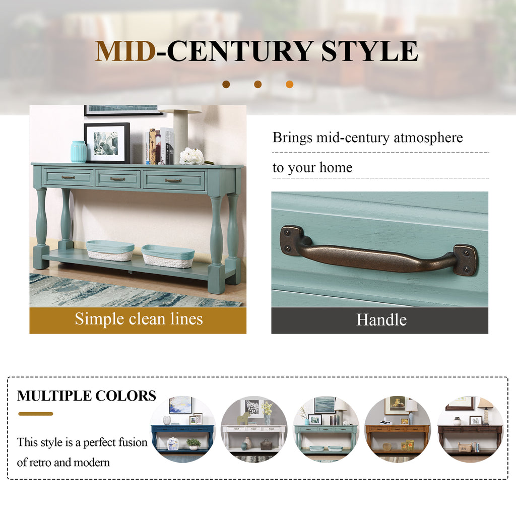 Three drawers and bottom shelf storage detail