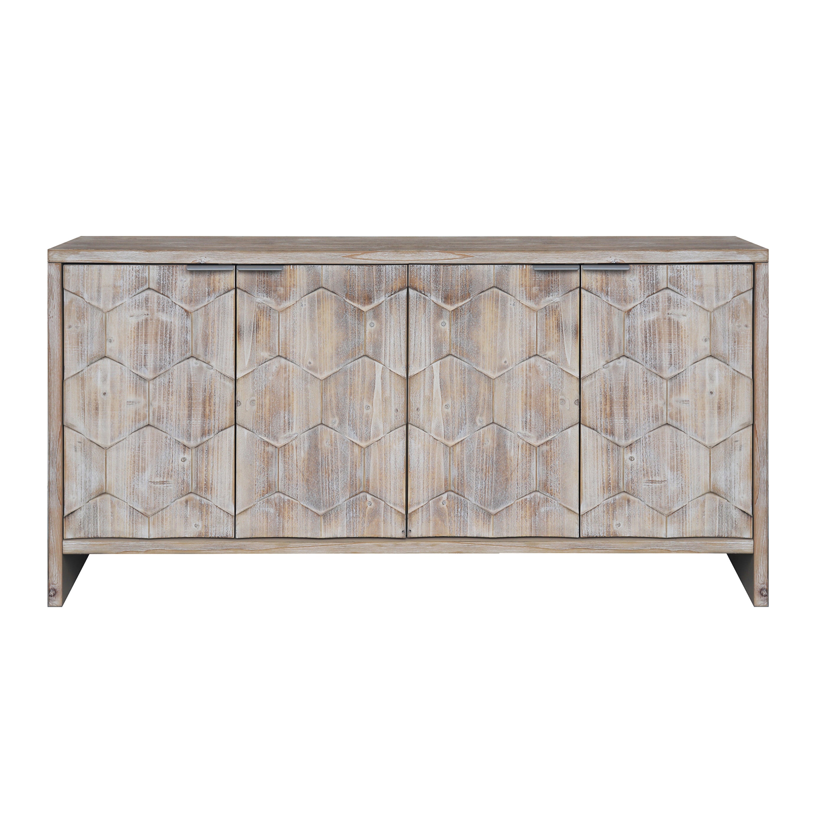 Farmhouse sideboard metal door handles close-up