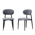 Fabric Dining Chairs, Upholstered Side Chairs with Black Metal Legs, 32.8' H x 19.6' W x 22' D, 19.3' Seat-High, Modern Kitchen Chairs for Dining Room, Living Room-Seat of 2,Black Frame and Grey Seat