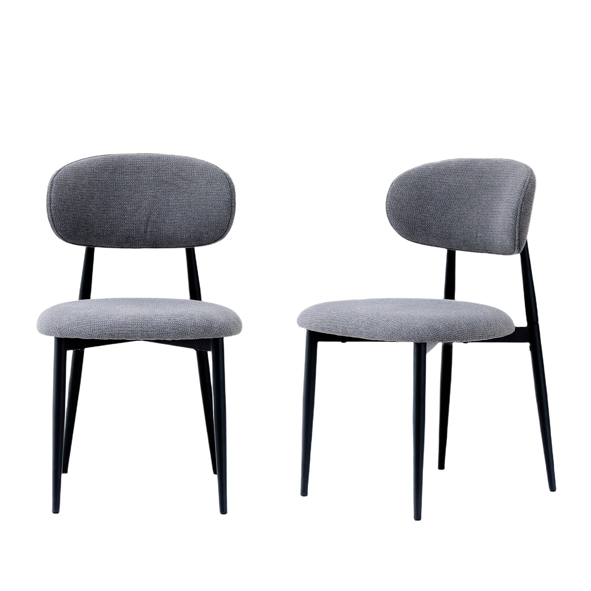 Fabric Dining Chairs, Upholstered Side Chairs with Black Metal Legs, 32.8' H x 19.6' W x 22' D, 19.3' Seat-High, Modern Kitchen Chairs for Dining Room, Living Room-Seat of 2,Black Frame and Grey Seat